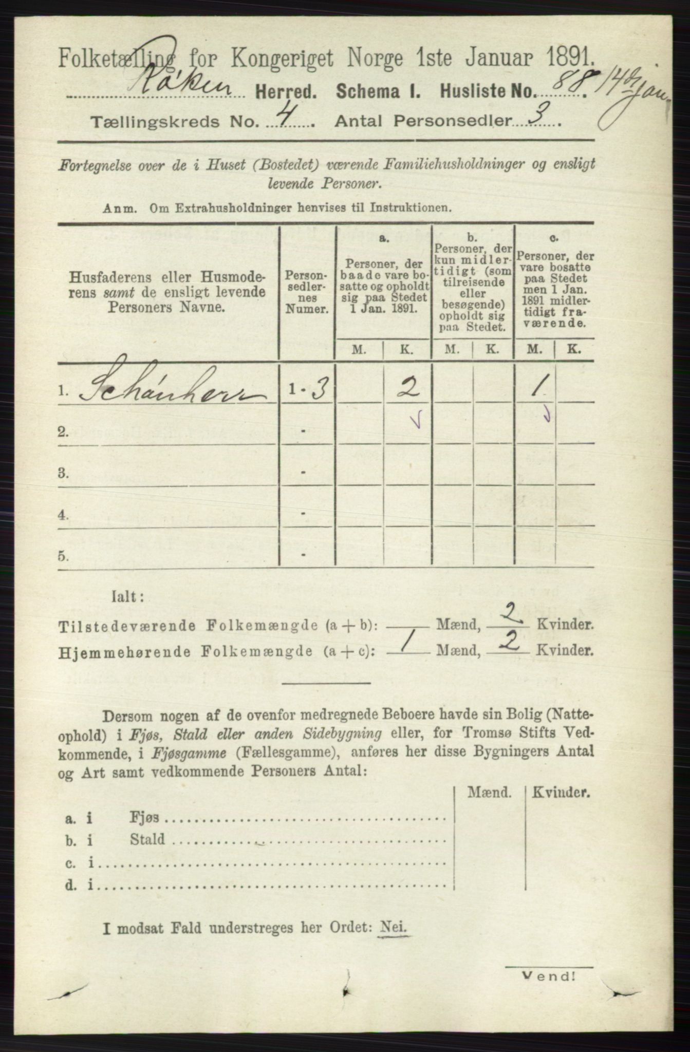 RA, 1891 census for 0627 Røyken, 1891, p. 1821