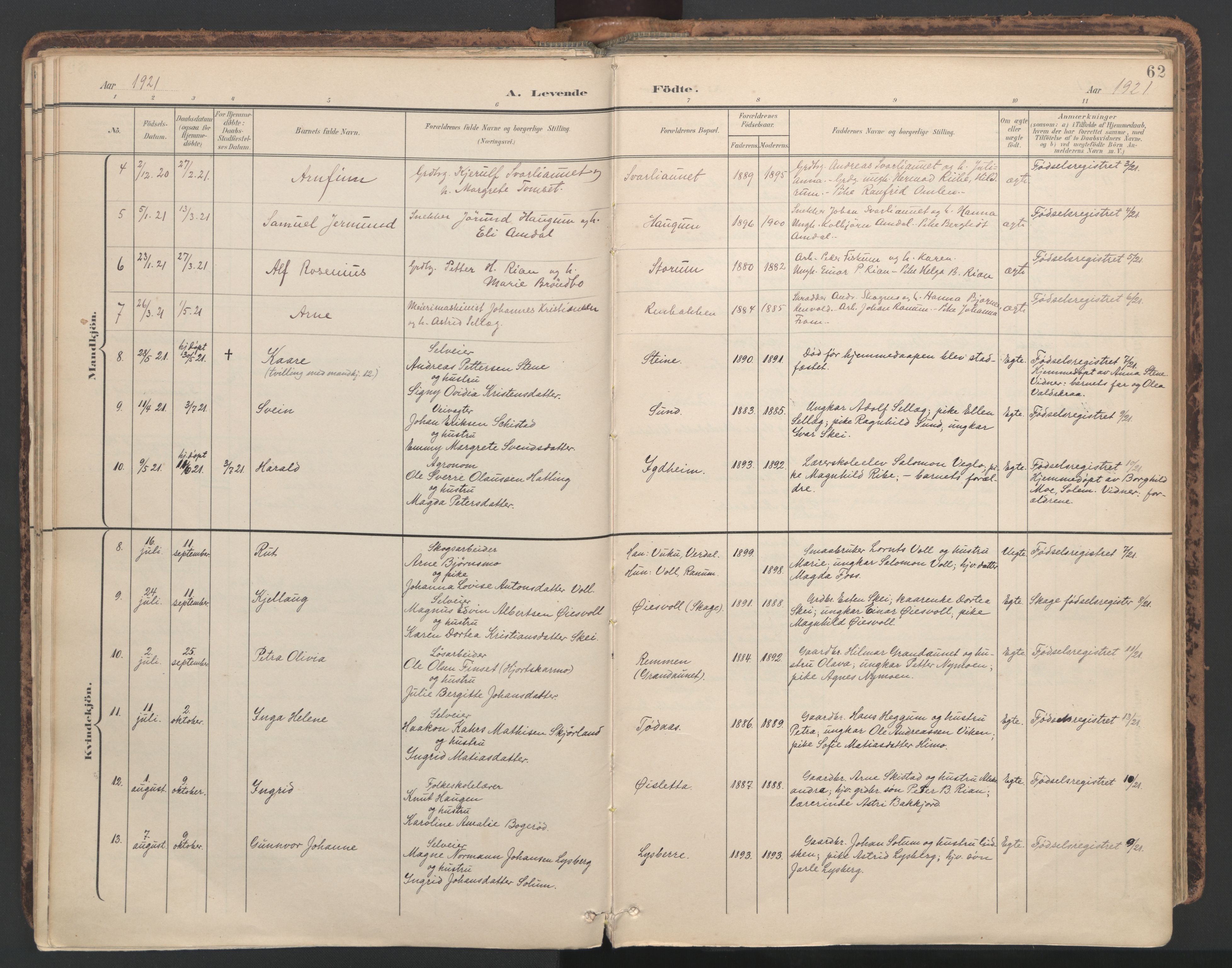 Ministerialprotokoller, klokkerbøker og fødselsregistre - Nord-Trøndelag, SAT/A-1458/764/L0556: Parish register (official) no. 764A11, 1897-1924, p. 62