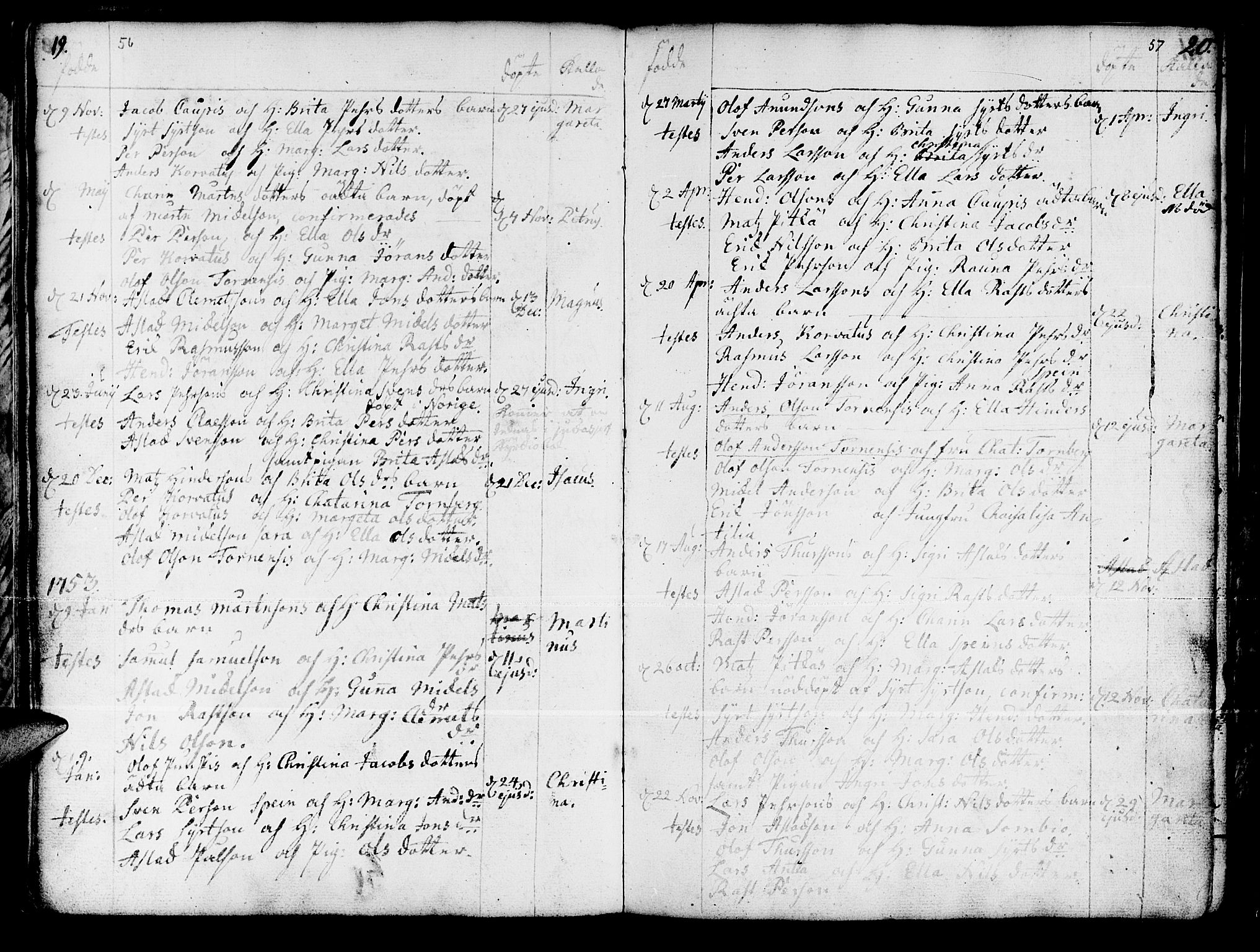 Kautokeino sokneprestembete, SATØ/S-1340/H/Ha/L0001.kirke: Parish register (official) no. 1, 1723-1776, p. 56-57