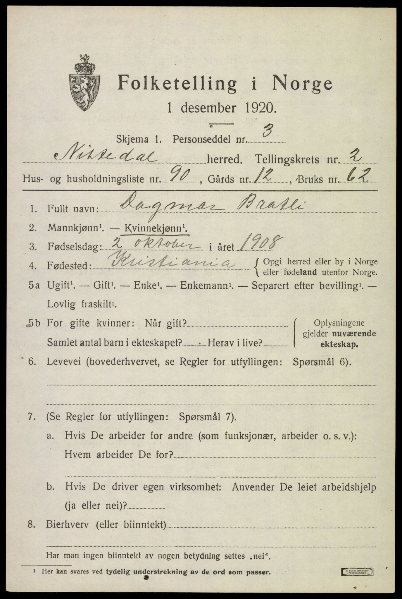 SAO, 1920 census for Nittedal, 1920, p. 2776
