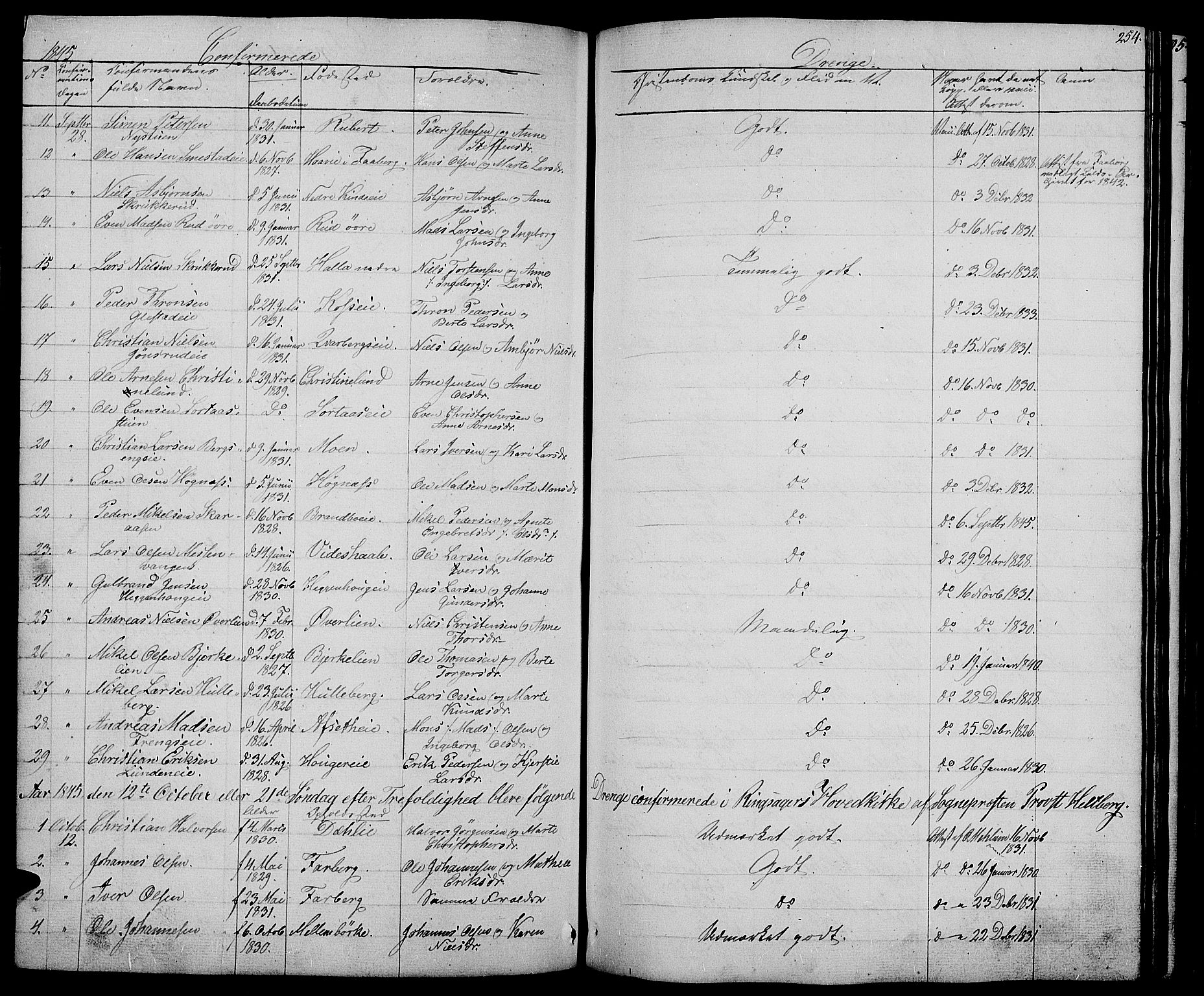 Ringsaker prestekontor, AV/SAH-PREST-014/L/La/L0005: Parish register (copy) no. 5, 1839-1850, p. 254