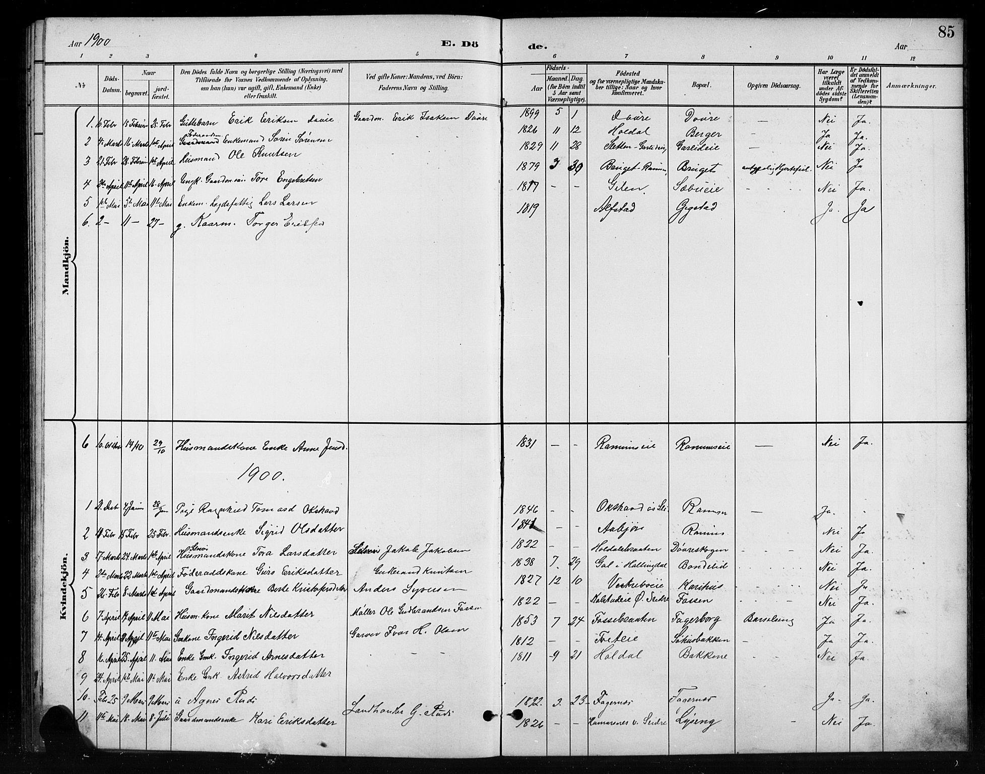 Nord-Aurdal prestekontor, SAH/PREST-132/H/Ha/Hab/L0011: Parish register (copy) no. 11, 1897-1918, p. 85