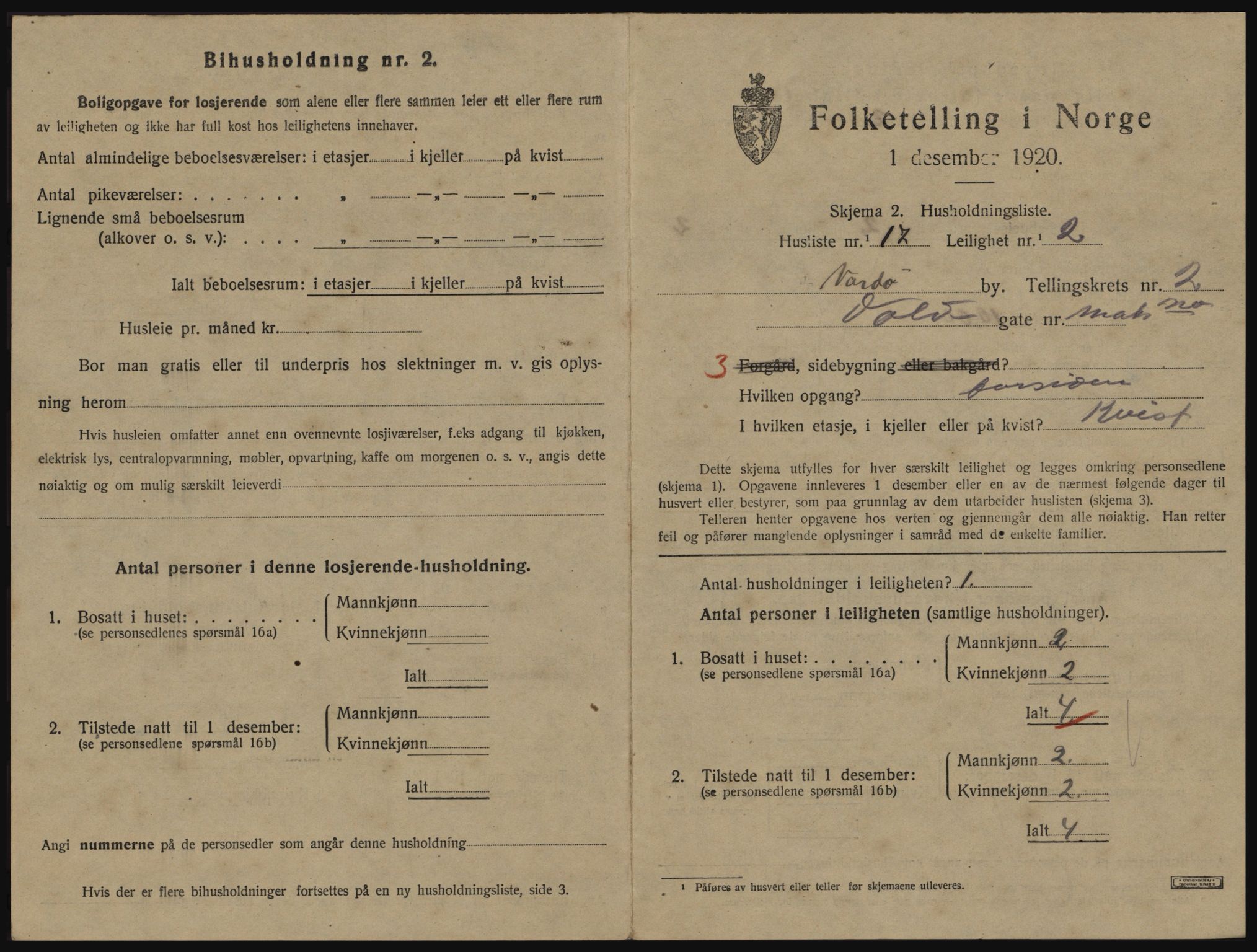 SATØ, 1920 census for Vardø, 1920, p. 1777