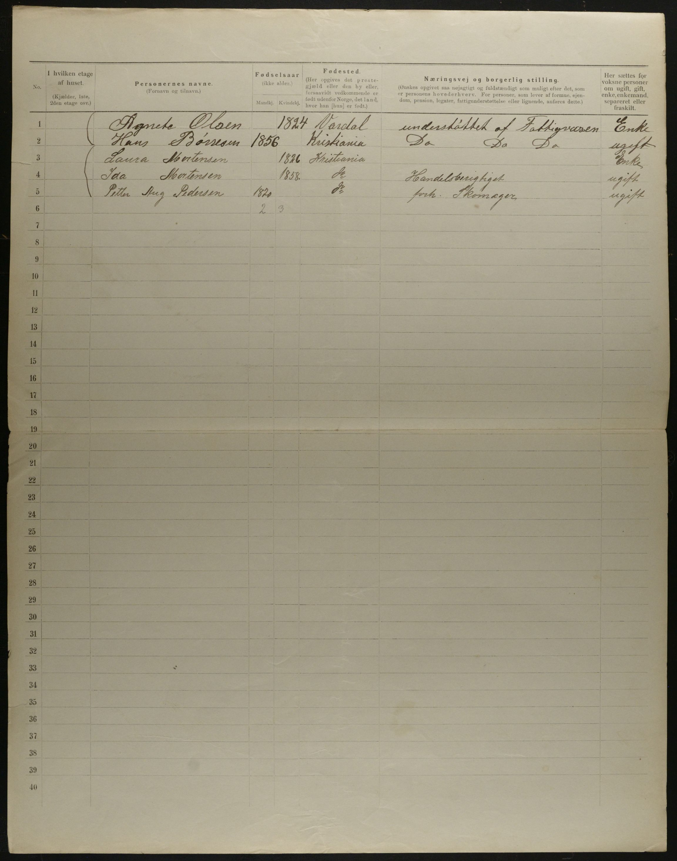 OBA, Municipal Census 1901 for Kristiania, 1901, p. 14957