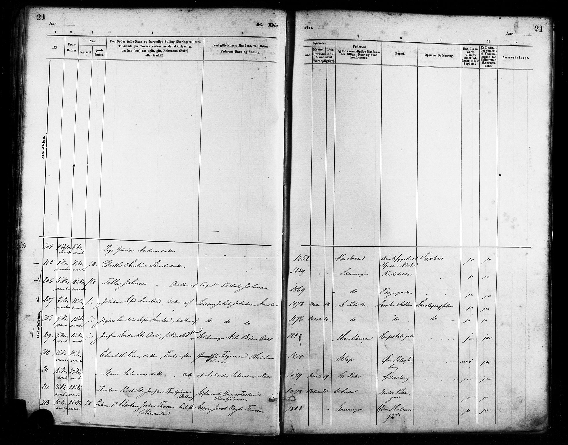 St. Petri sokneprestkontor, AV/SAST-A-101813/001/30/30BA/L0017: Parish register (official) no. A 17, 1879-1895, p. 21