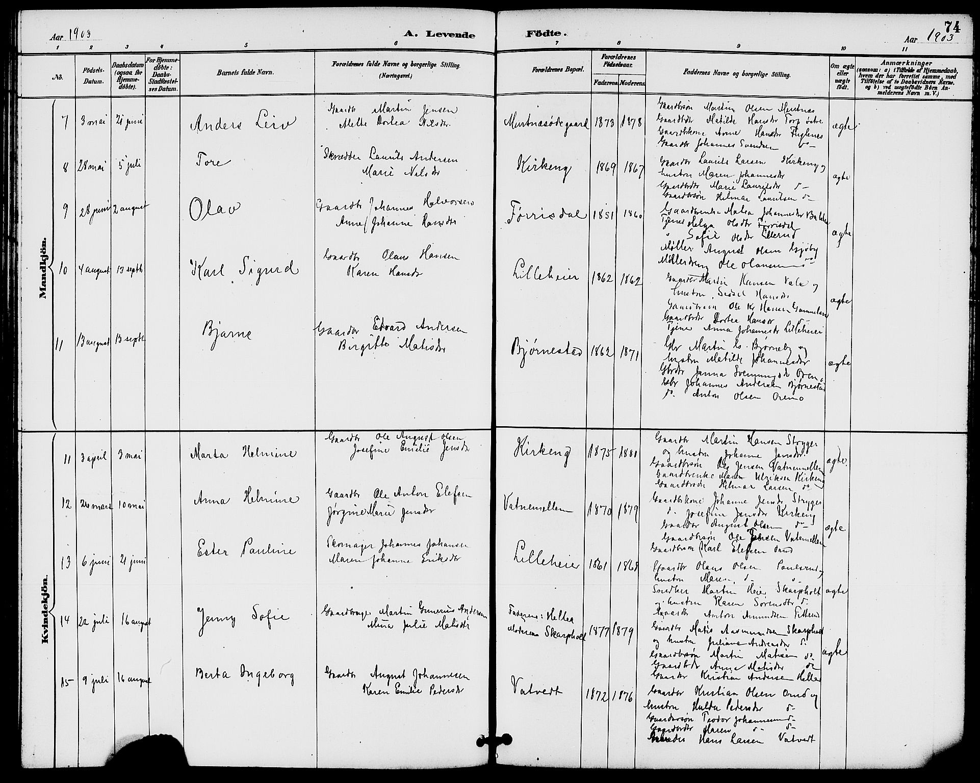 Rakkestad prestekontor Kirkebøker, AV/SAO-A-2008/G/Gb/L0001: Parish register (copy) no. II 1, 1887-1909, p. 74