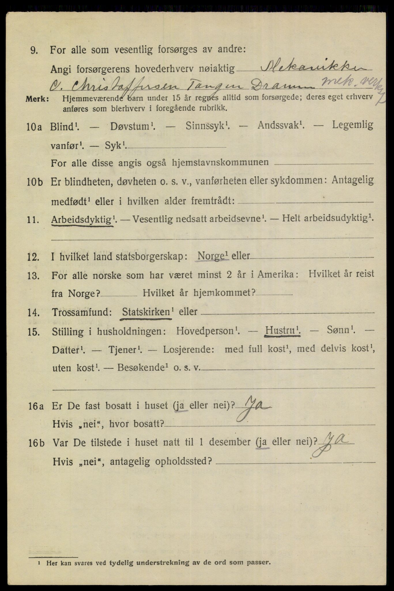 SAKO, 1920 census for Drammen, 1920, p. 64082