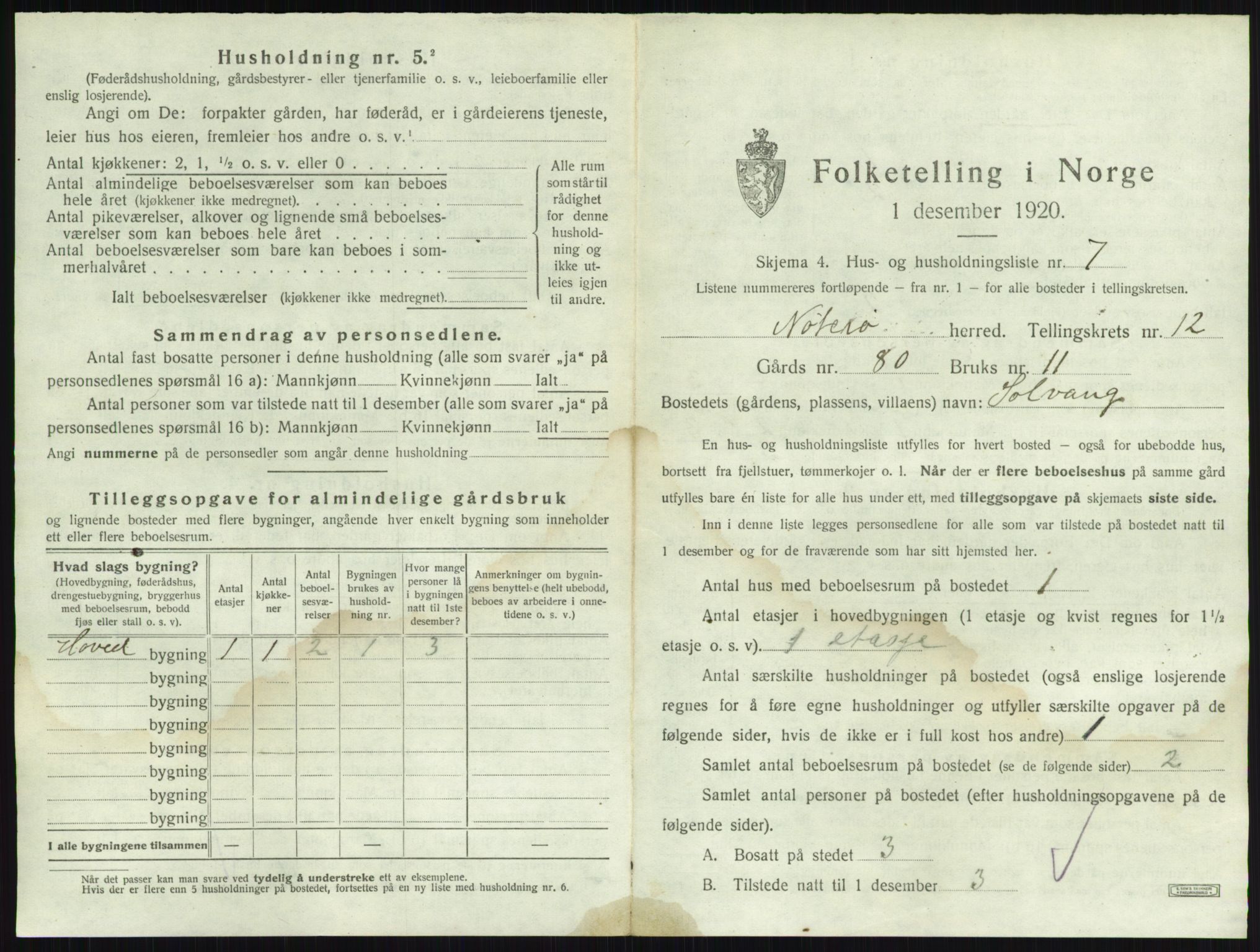 SAKO, 1920 census for Nøtterøy, 1920, p. 2465