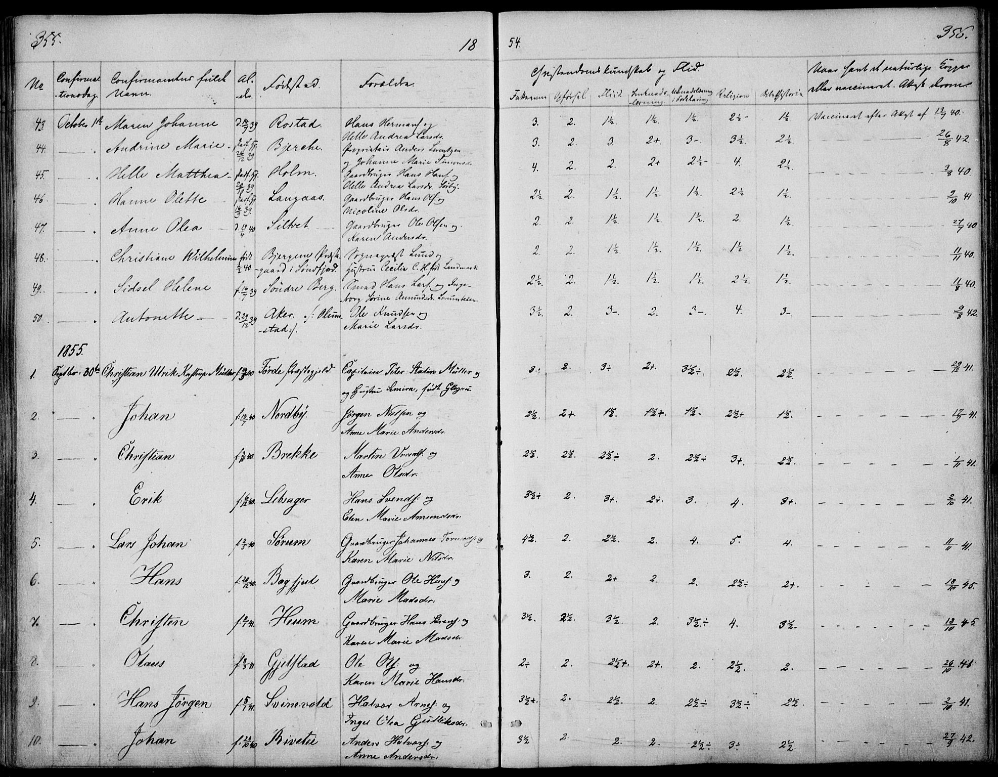 Våle kirkebøker, AV/SAKO-A-334/F/Fa/L0009a: Parish register (official) no. I 9A, 1839-1860, p. 355-356