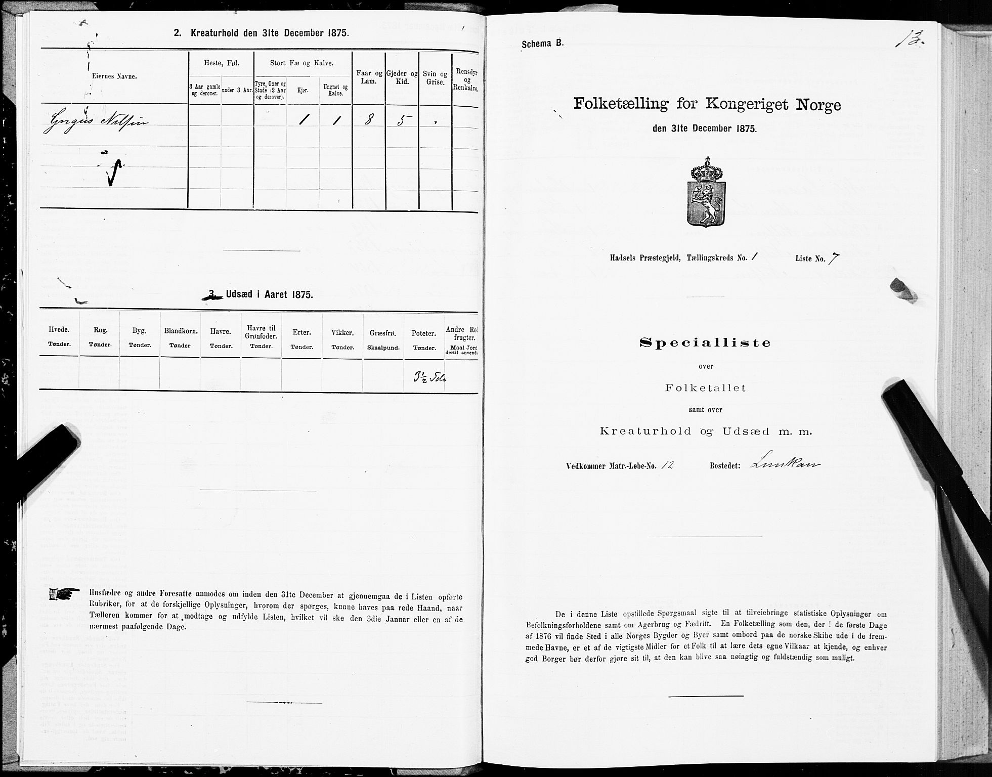 SAT, 1875 census for 1866P Hadsel, 1875, p. 1013