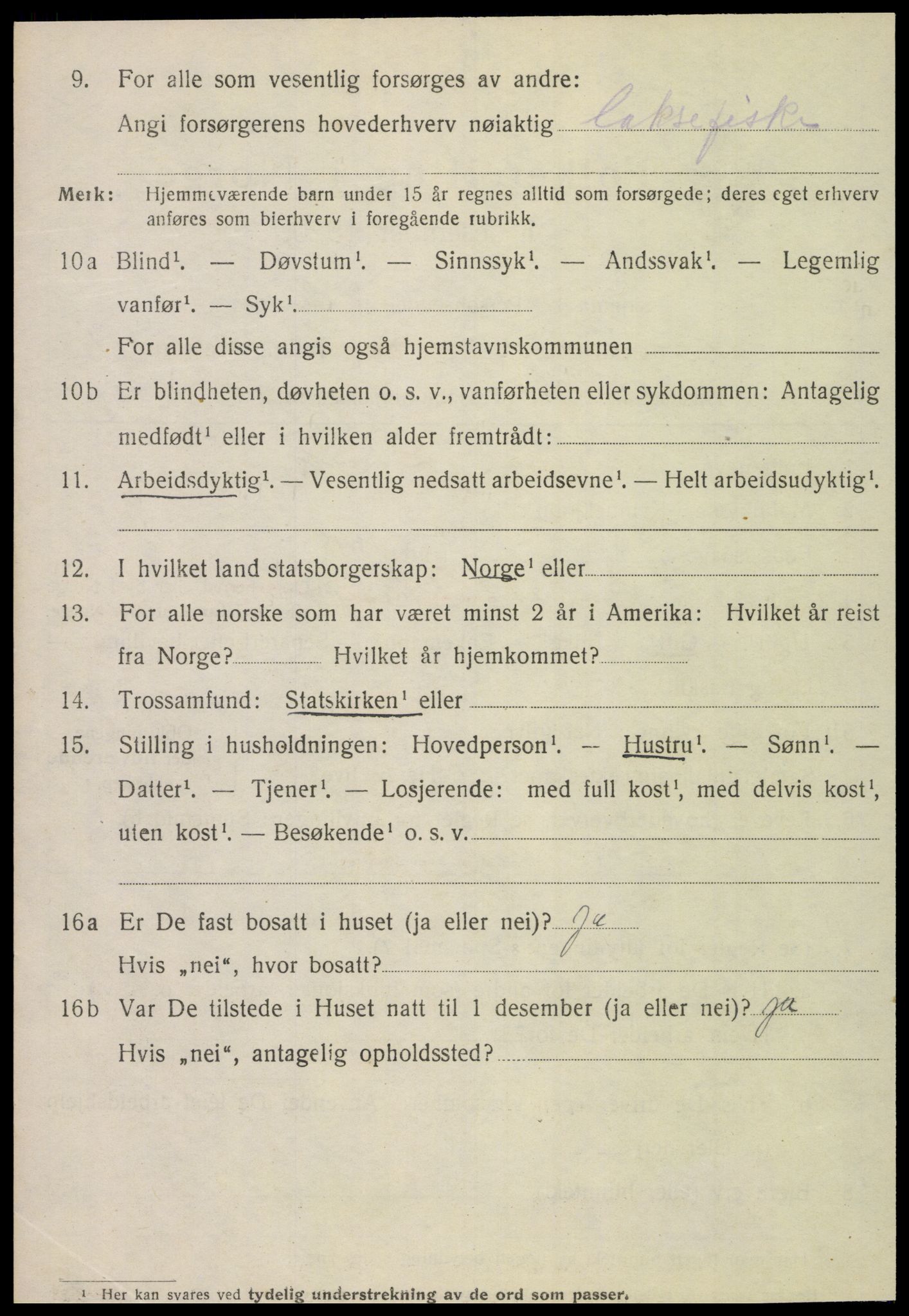 SAT, 1920 census for Fosnes, 1920, p. 658