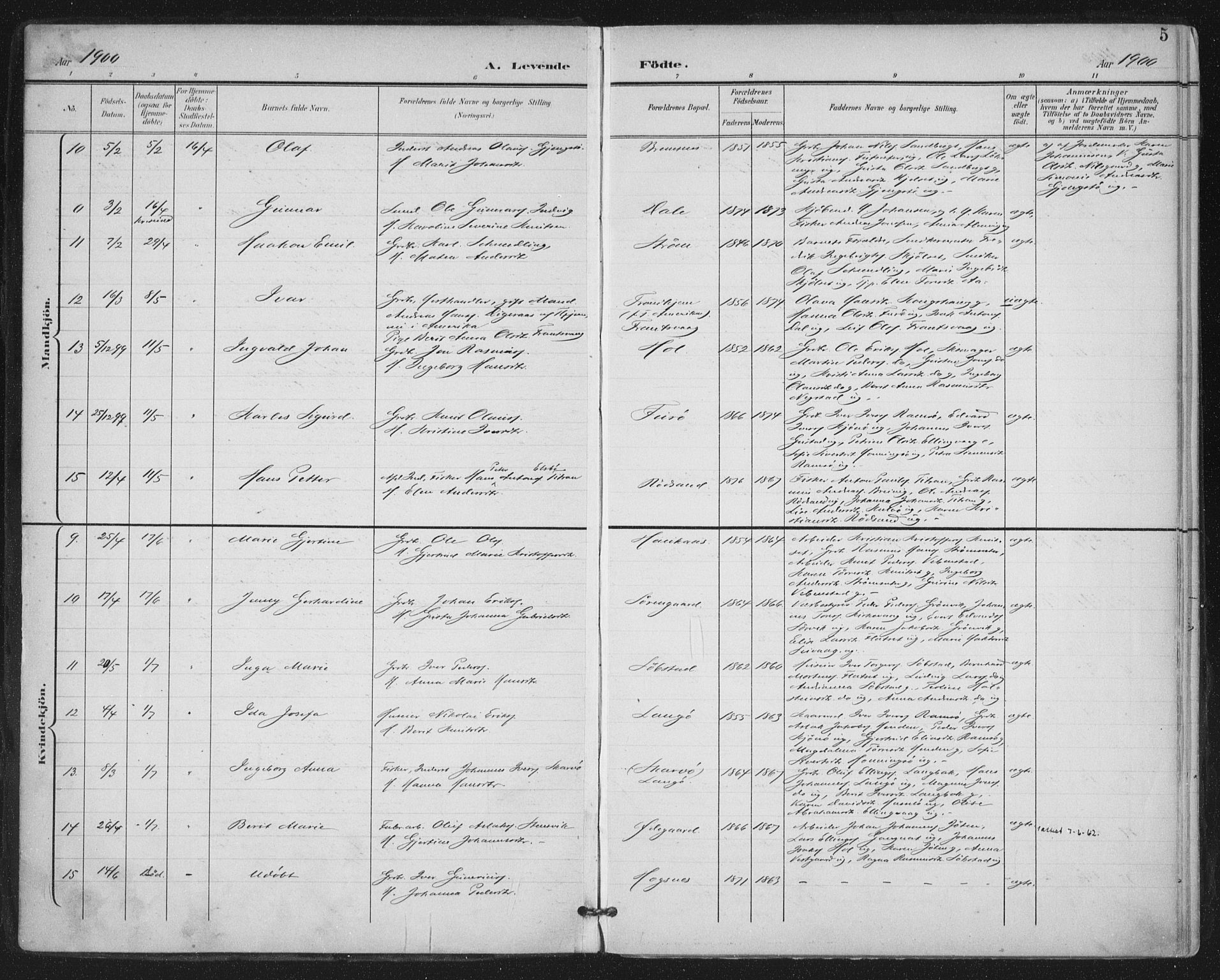 Ministerialprotokoller, klokkerbøker og fødselsregistre - Møre og Romsdal, SAT/A-1454/569/L0820: Parish register (official) no. 569A06, 1900-1911, p. 5