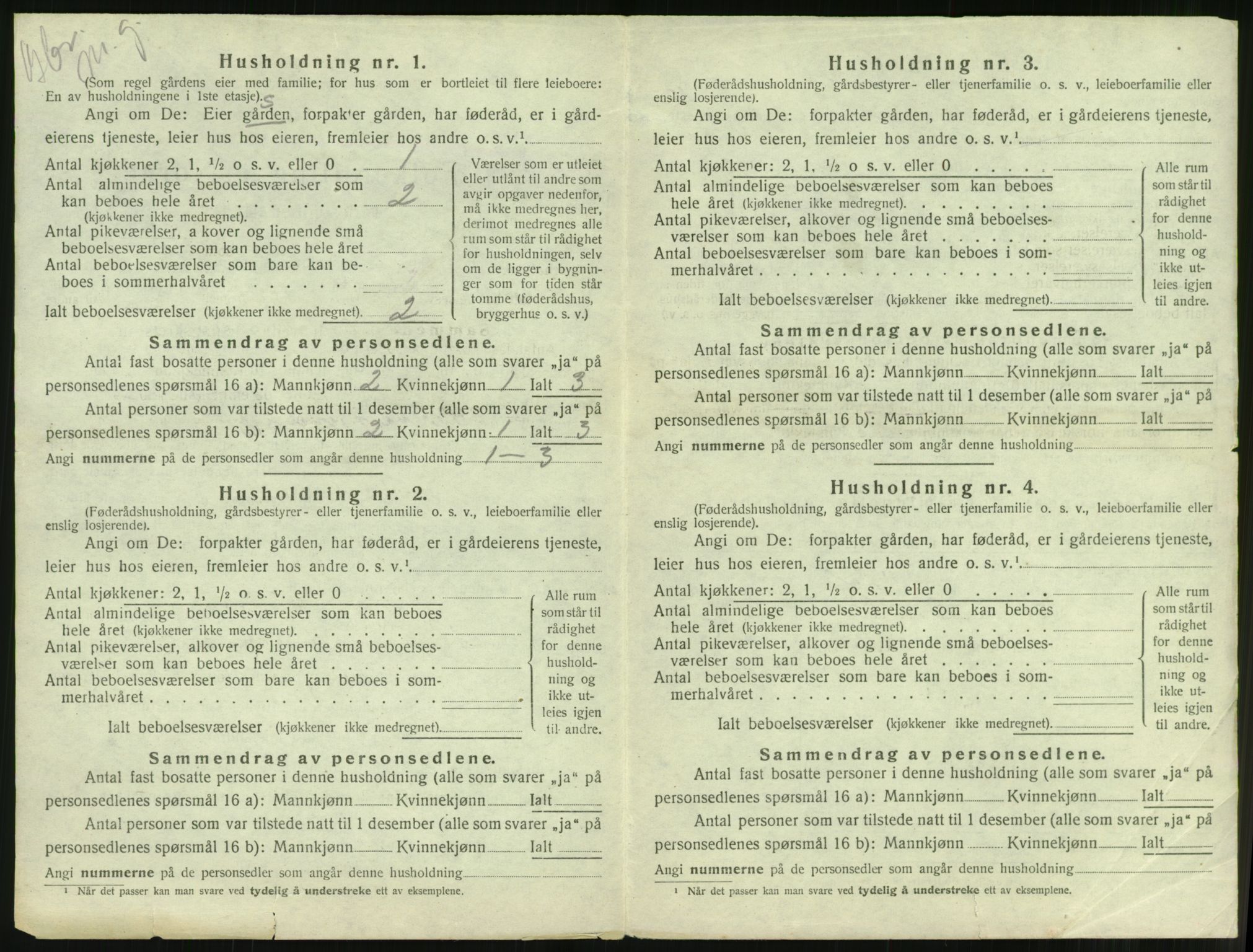 SAT, 1920 census for Borgund, 1920, p. 1325