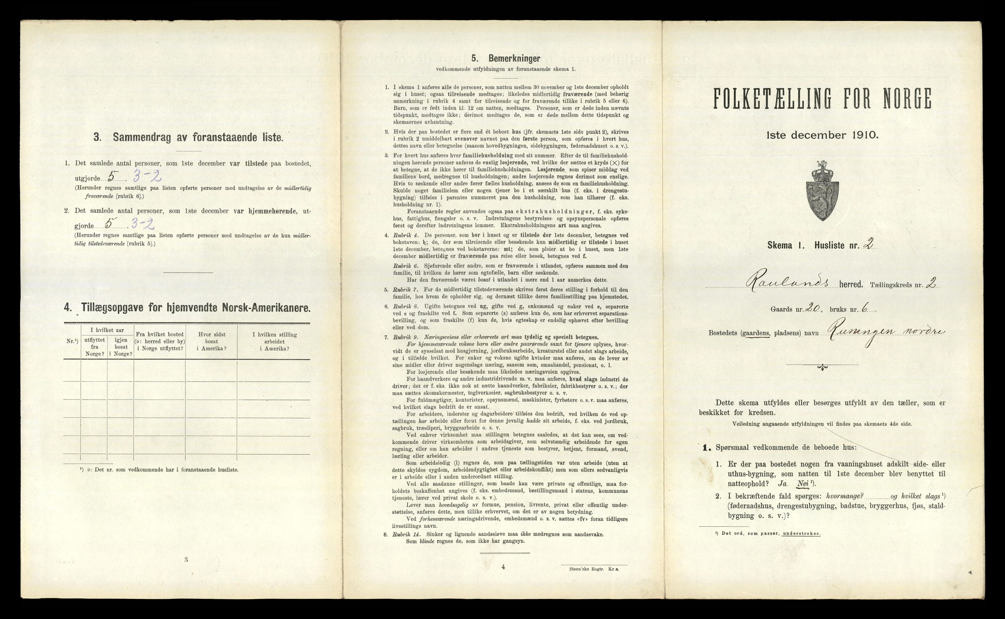 RA, 1910 census for Rauland, 1910, p. 89