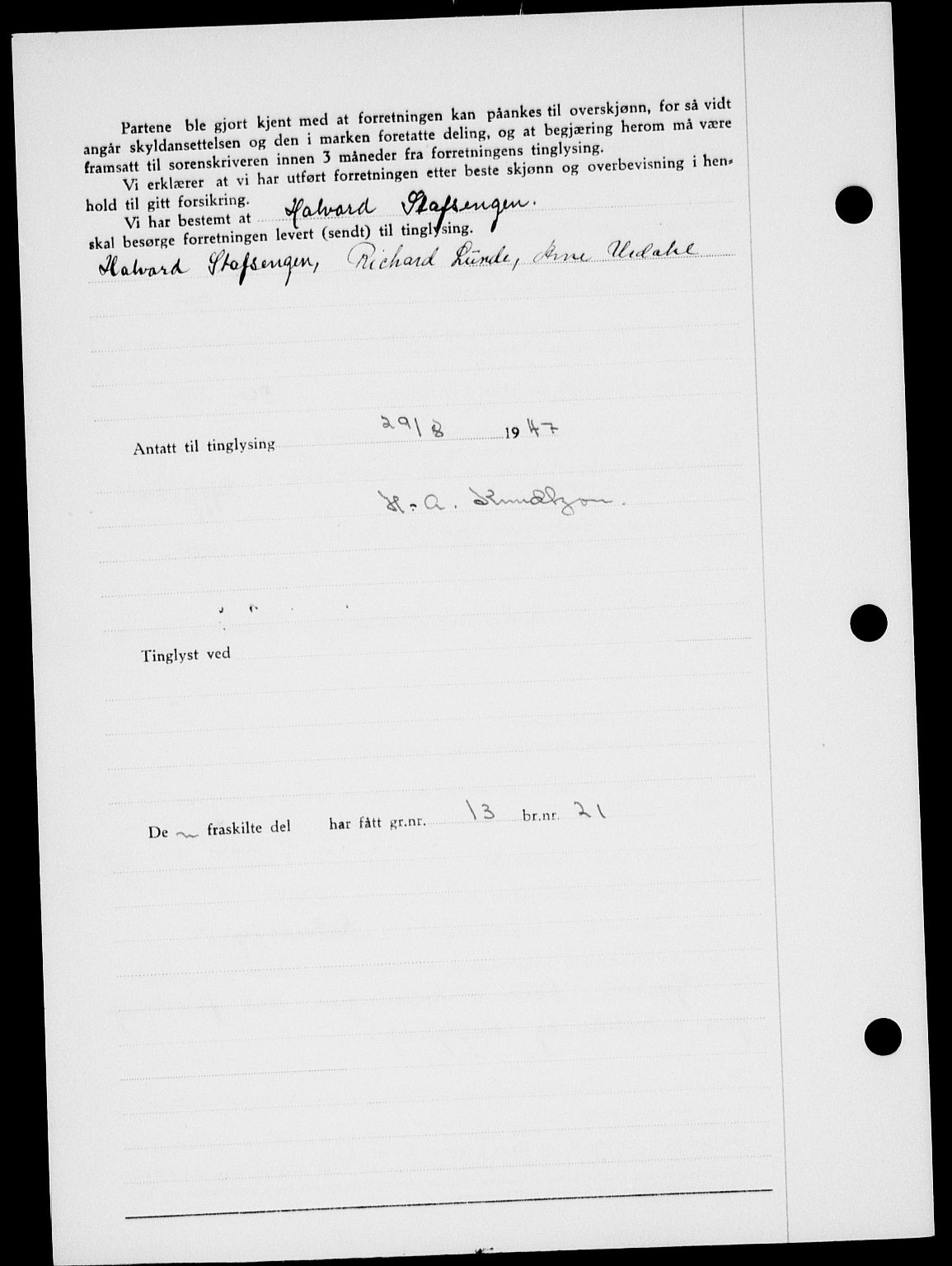 Onsøy sorenskriveri, SAO/A-10474/G/Ga/Gab/L0021: Mortgage book no. II A-21, 1947-1947, Diary no: : 2271/1947