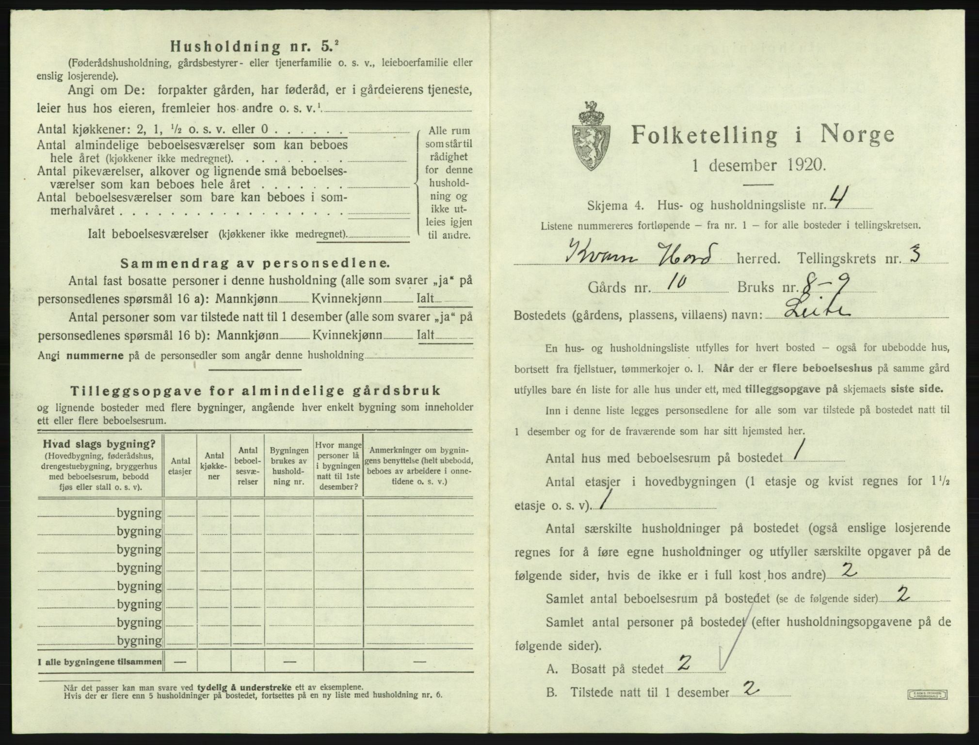 SAB, 1920 census for Kvam, 1920, p. 200