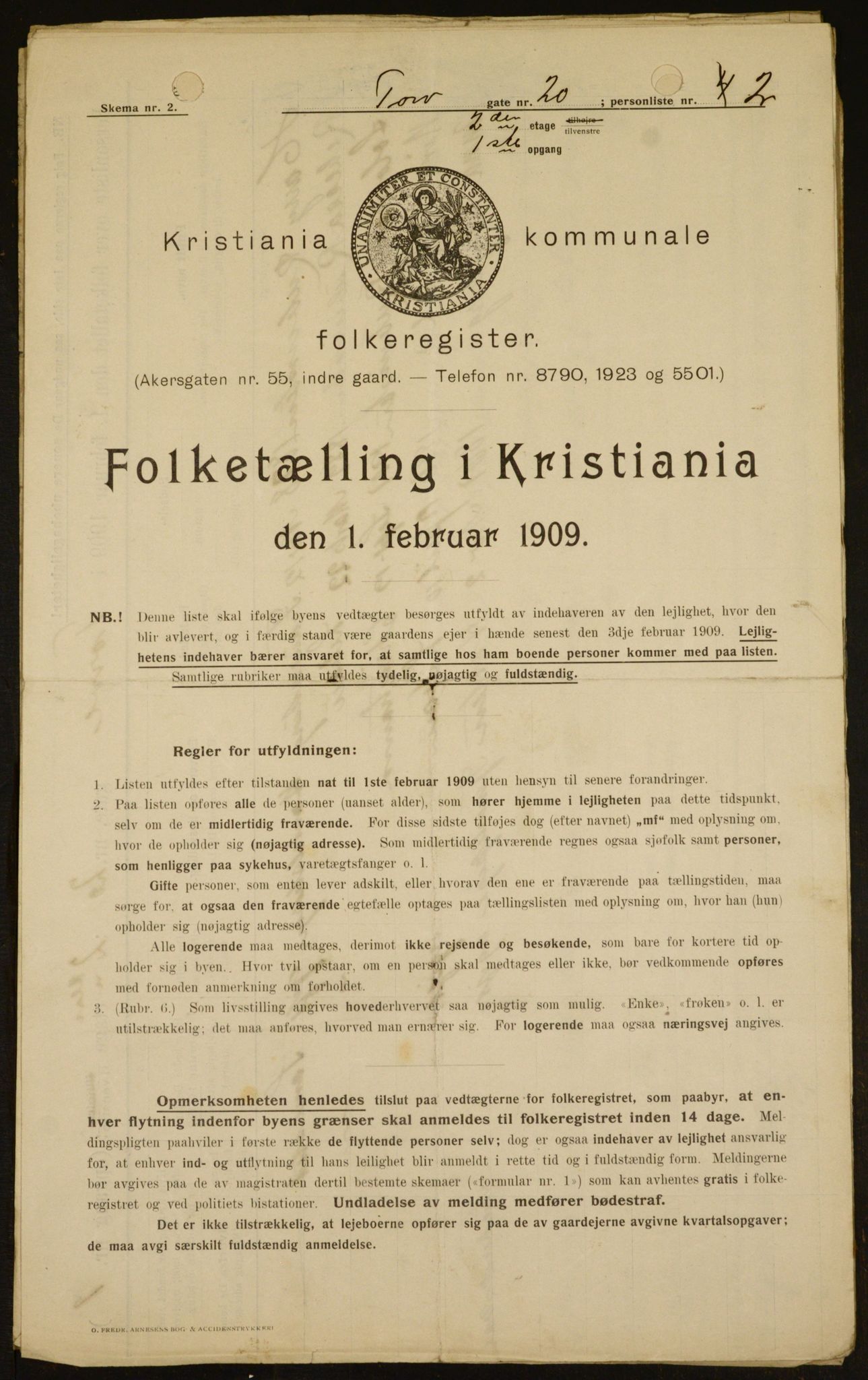 OBA, Municipal Census 1909 for Kristiania, 1909, p. 103469