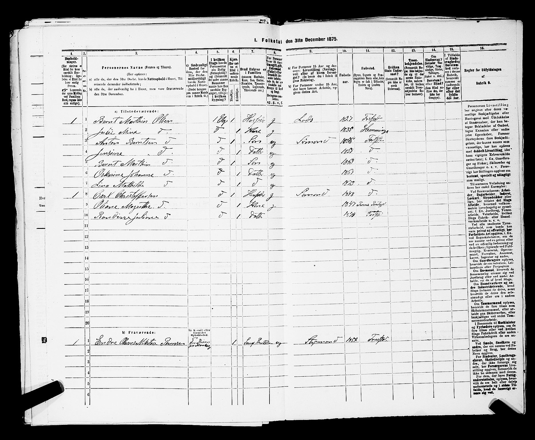 RA, 1875 census for 0103B Fredrikstad/Fredrikstad, 1875, p. 316