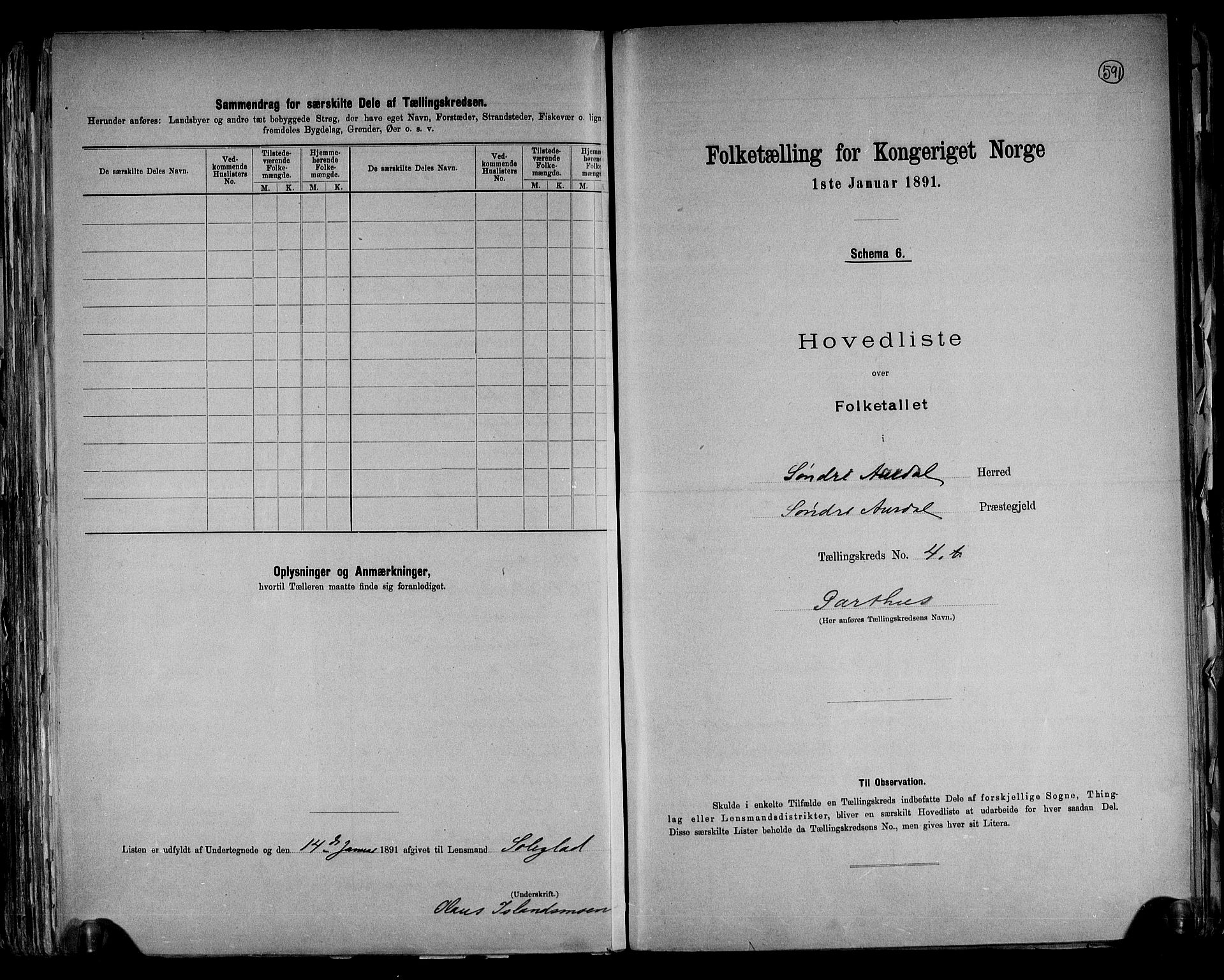 RA, 1891 census for 0540 Sør-Aurdal, 1891, p. 14