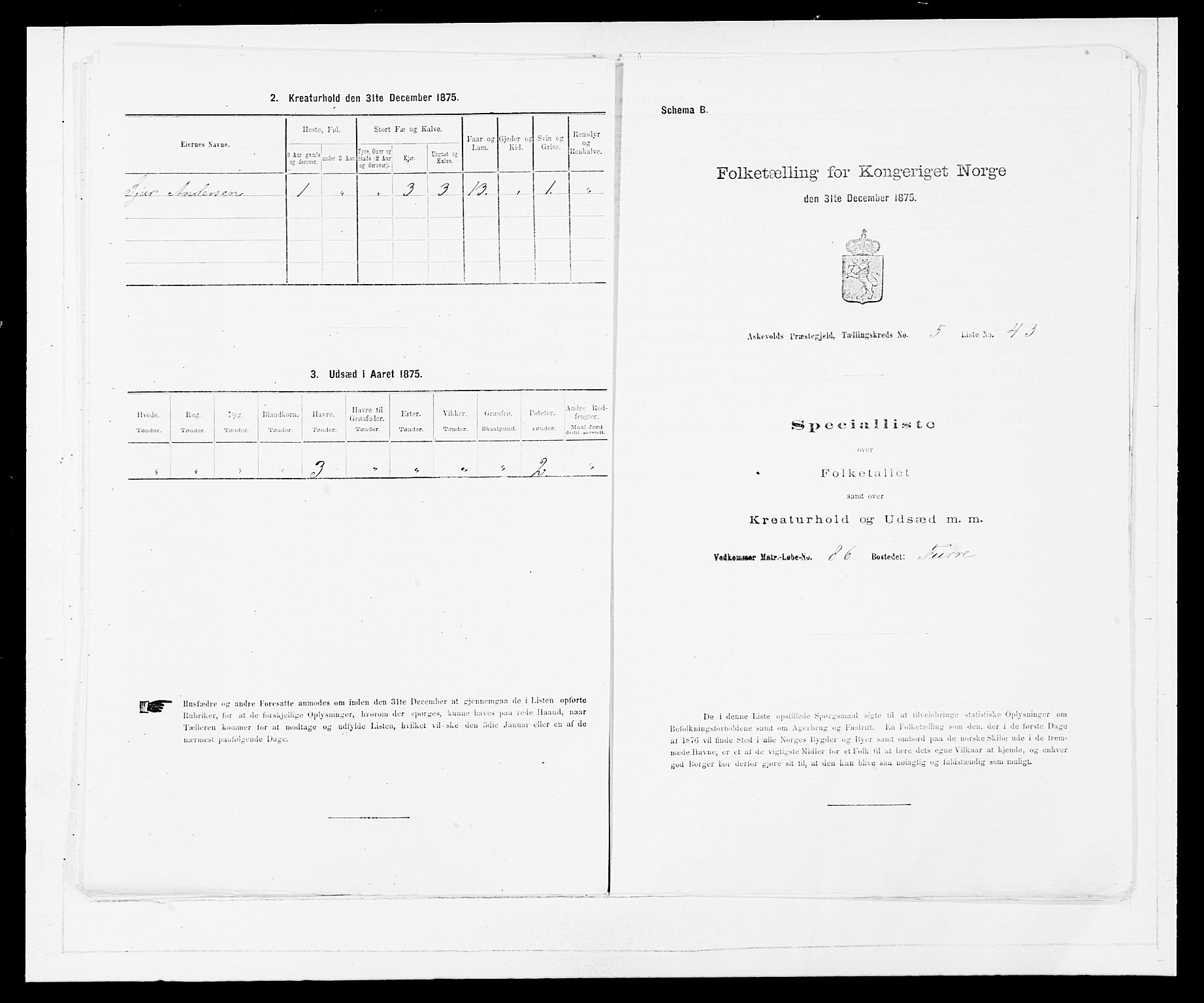 SAB, 1875 census for 1428P Askvoll, 1875, p. 446