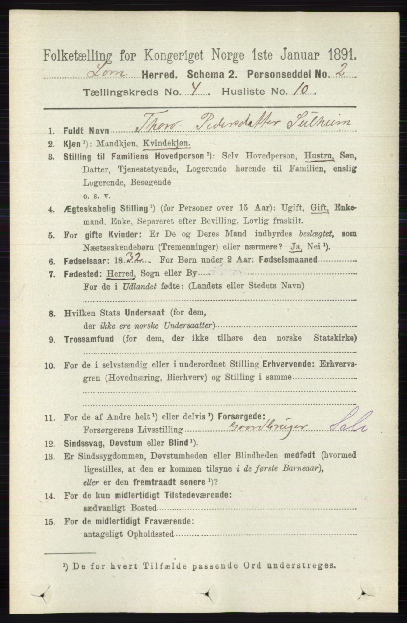 RA, 1891 census for 0514 Lom, 1891, p. 1552