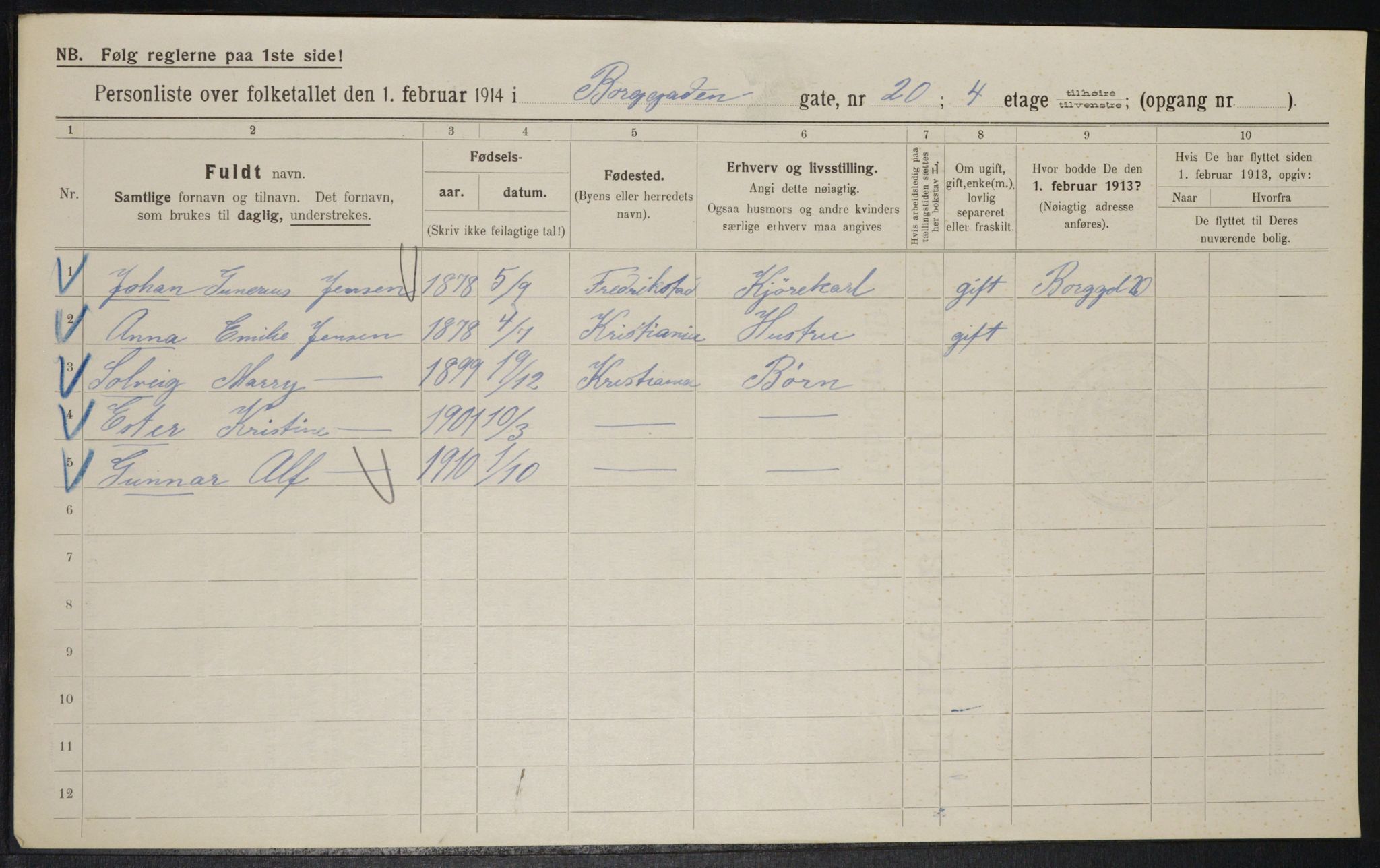 OBA, Municipal Census 1914 for Kristiania, 1914, p. 8047