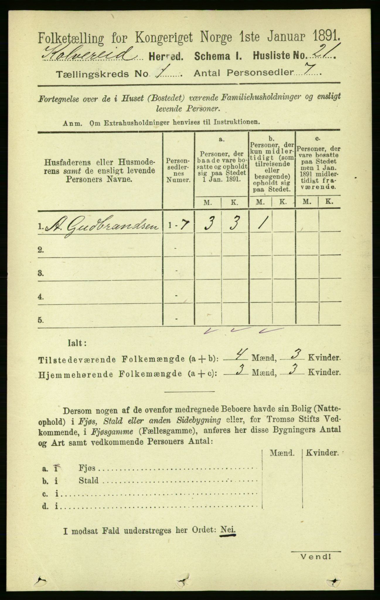 RA, 1891 census for 1752 Kolvereid, 1891, p. 38