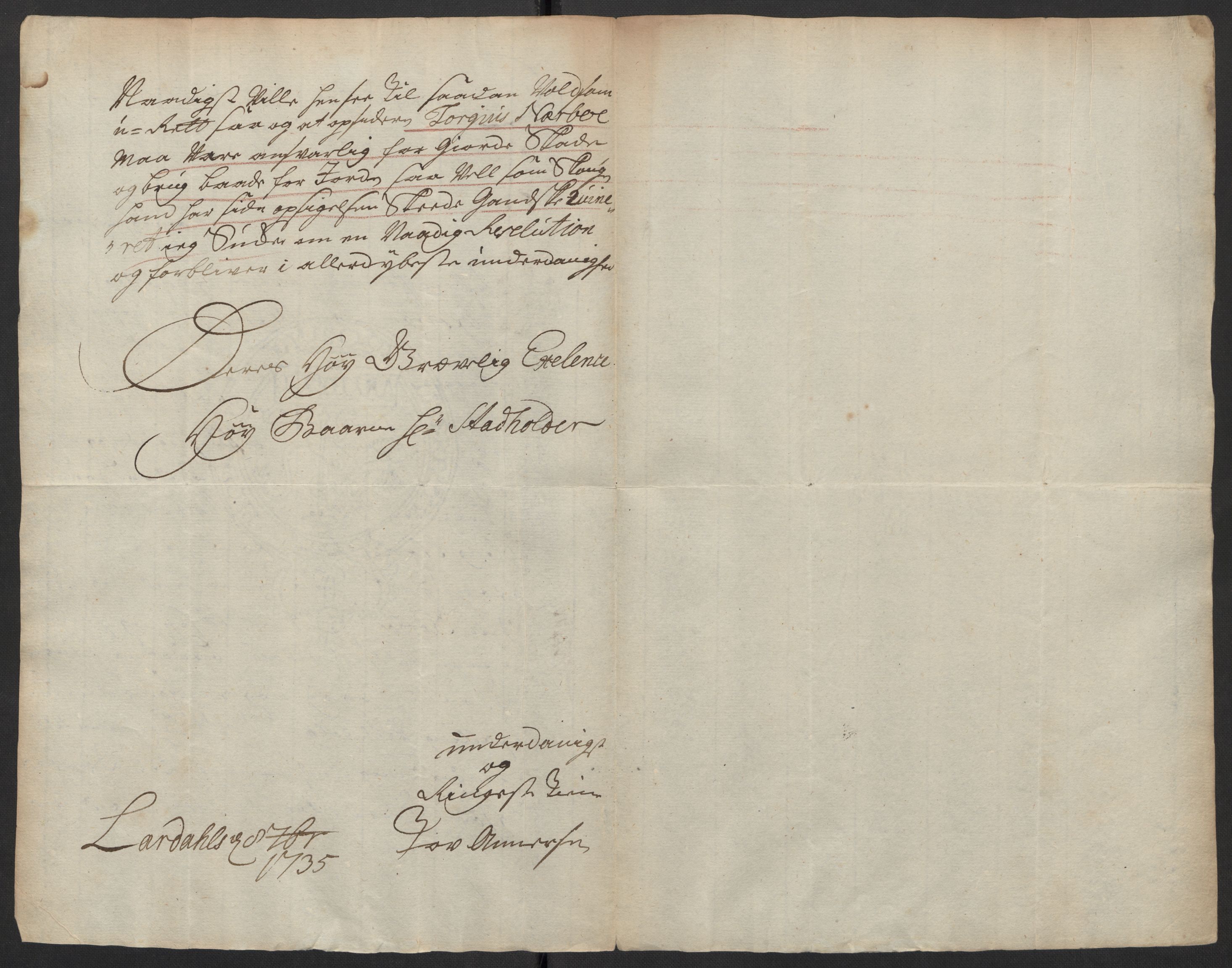 Stattholderembetet 1572-1771, AV/RA-EA-2870/Ef/L0108: Brev fra embetsmenn og andre, 1735-1736, p. 92