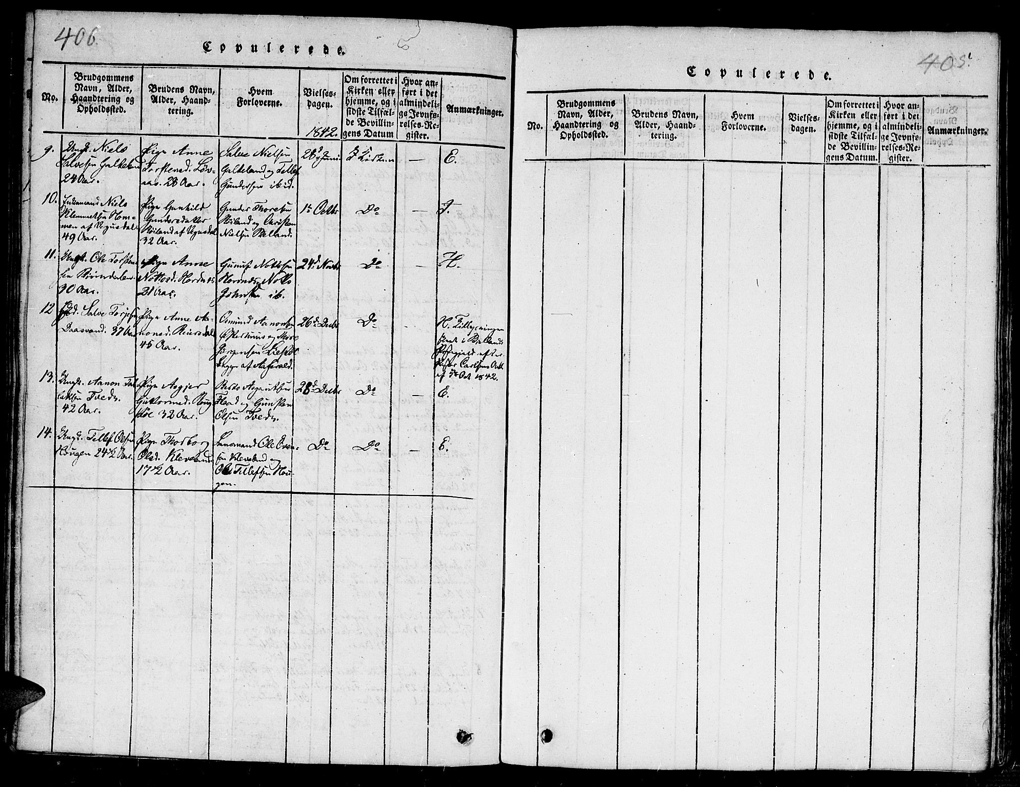 Evje sokneprestkontor, SAK/1111-0008/F/Fb/Fba/L0001: Parish register (copy) no. B 1, 1816-1842, p. 406-407