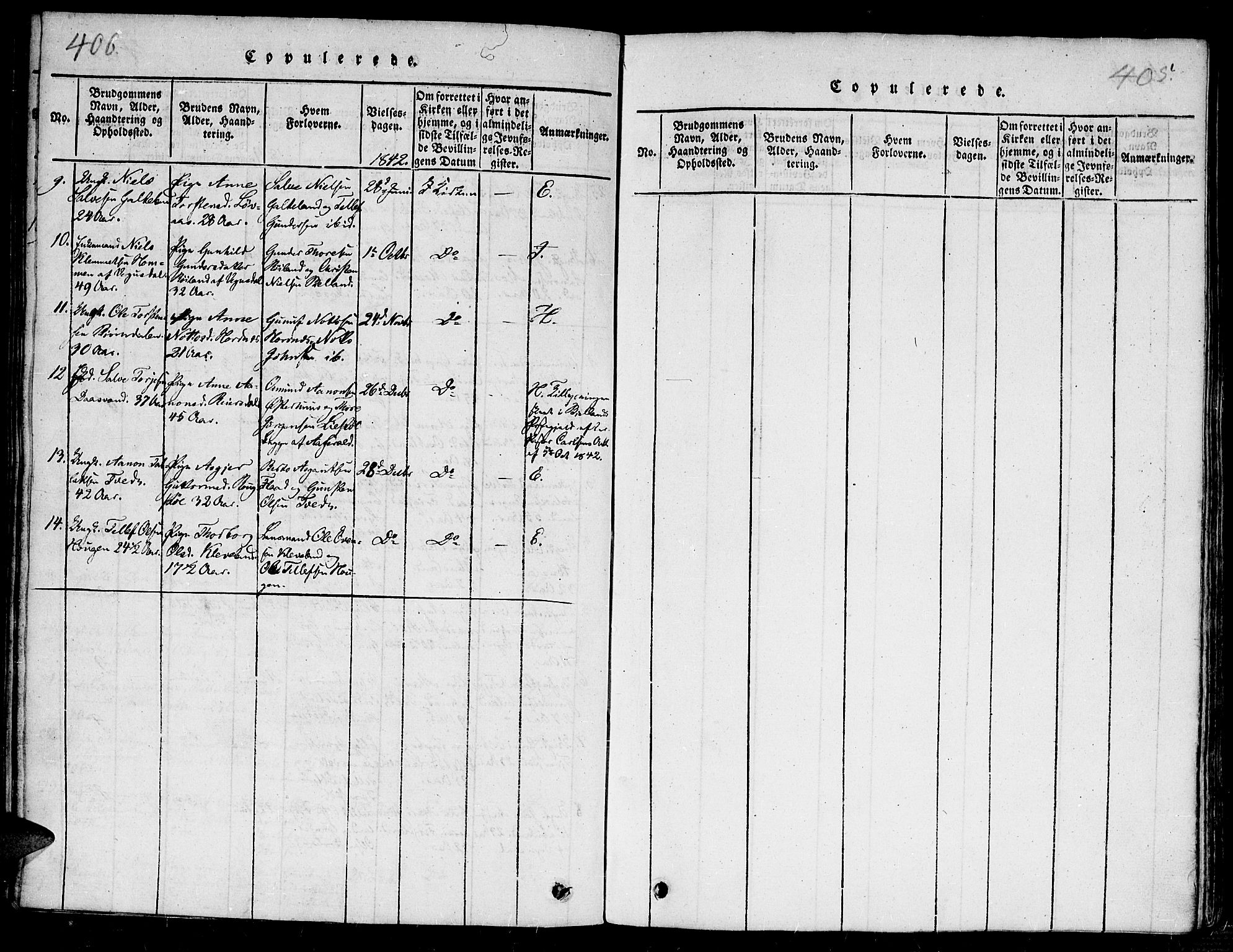 Evje sokneprestkontor, AV/SAK-1111-0008/F/Fb/Fba/L0001: Parish register (copy) no. B 1, 1816-1842, p. 406-407