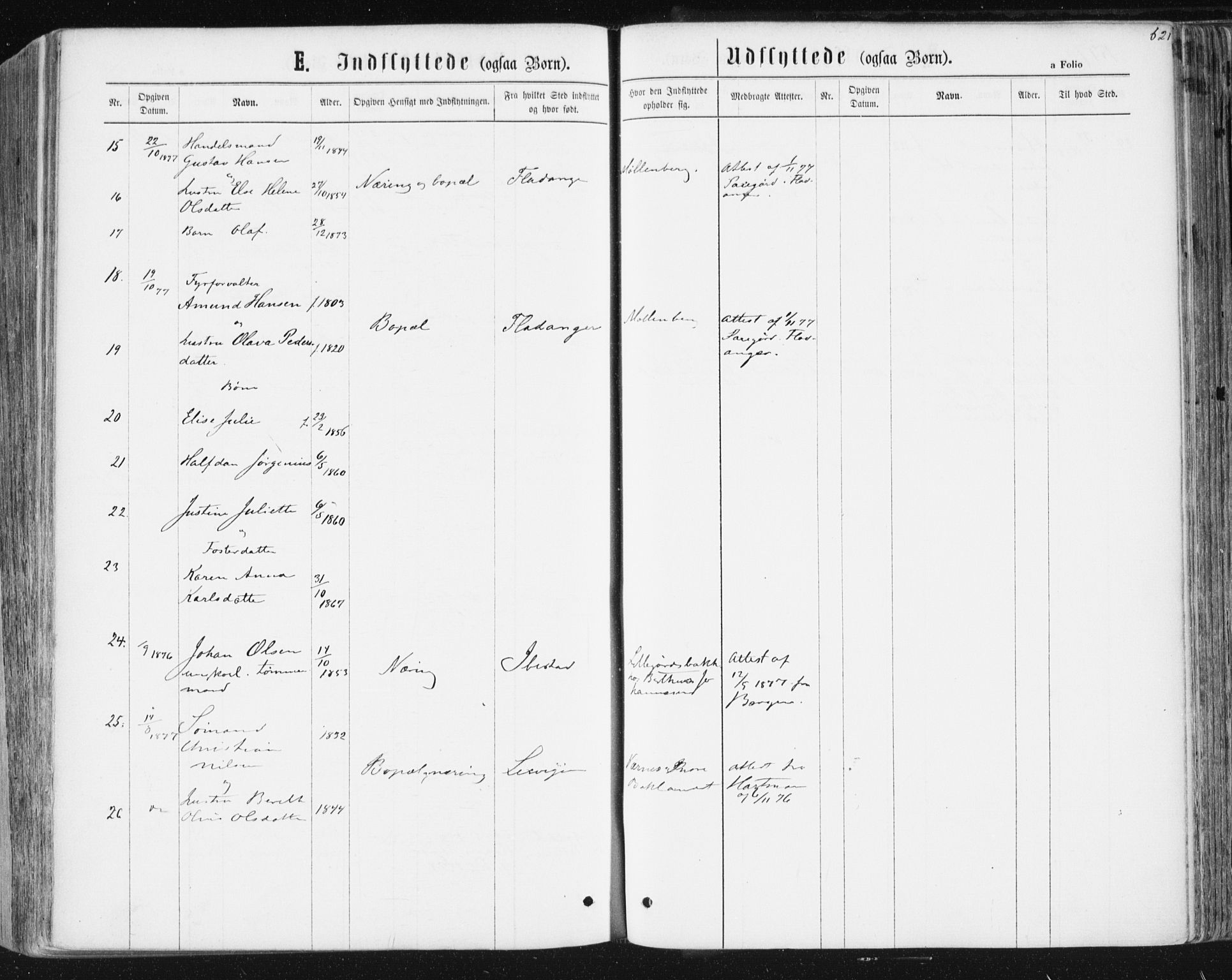 Ministerialprotokoller, klokkerbøker og fødselsregistre - Sør-Trøndelag, SAT/A-1456/604/L0186: Parish register (official) no. 604A07, 1866-1877, p. 621