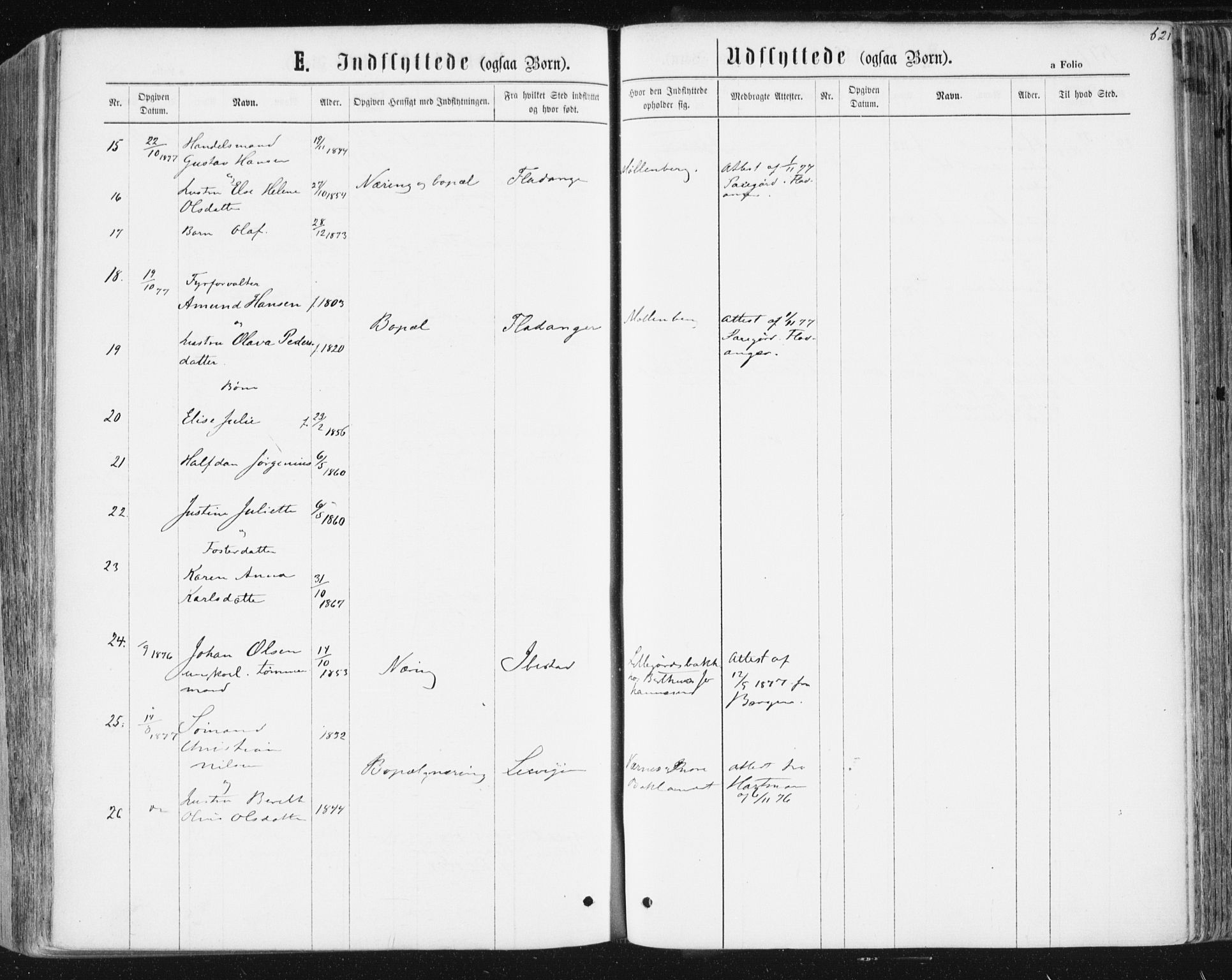 Ministerialprotokoller, klokkerbøker og fødselsregistre - Sør-Trøndelag, AV/SAT-A-1456/604/L0186: Parish register (official) no. 604A07, 1866-1877, p. 621