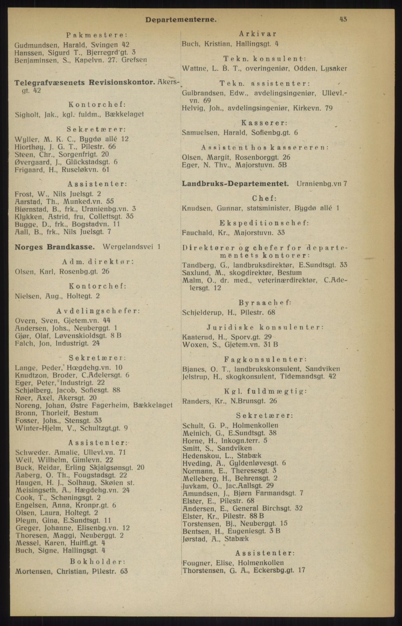 Kristiania/Oslo adressebok, PUBL/-, 1914, p. 43