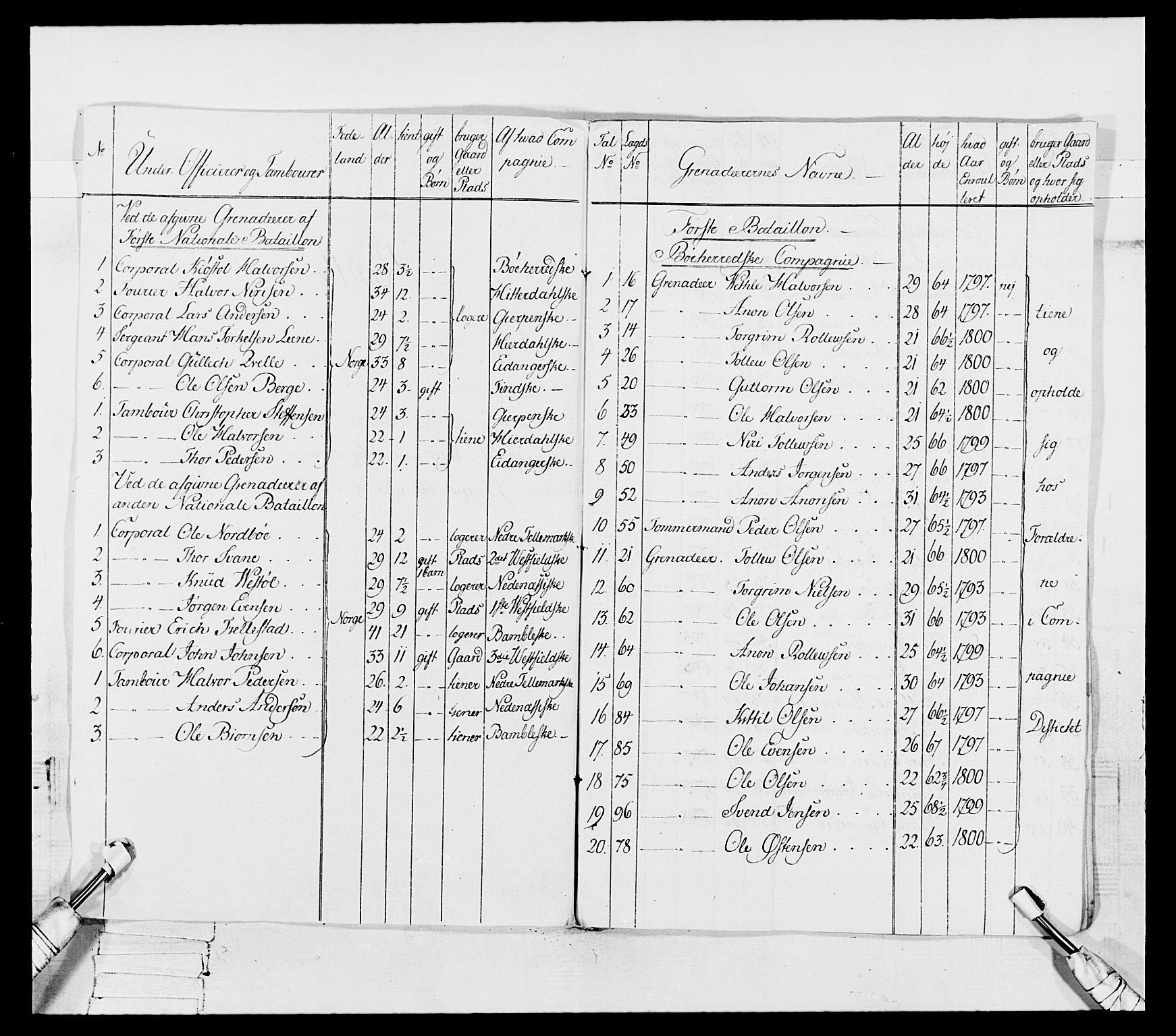 Generalitets- og kommissariatskollegiet, Det kongelige norske kommissariatskollegium, RA/EA-5420/E/Eh/L0114: Telemarkske nasjonale infanteriregiment, 1789-1802, p. 159