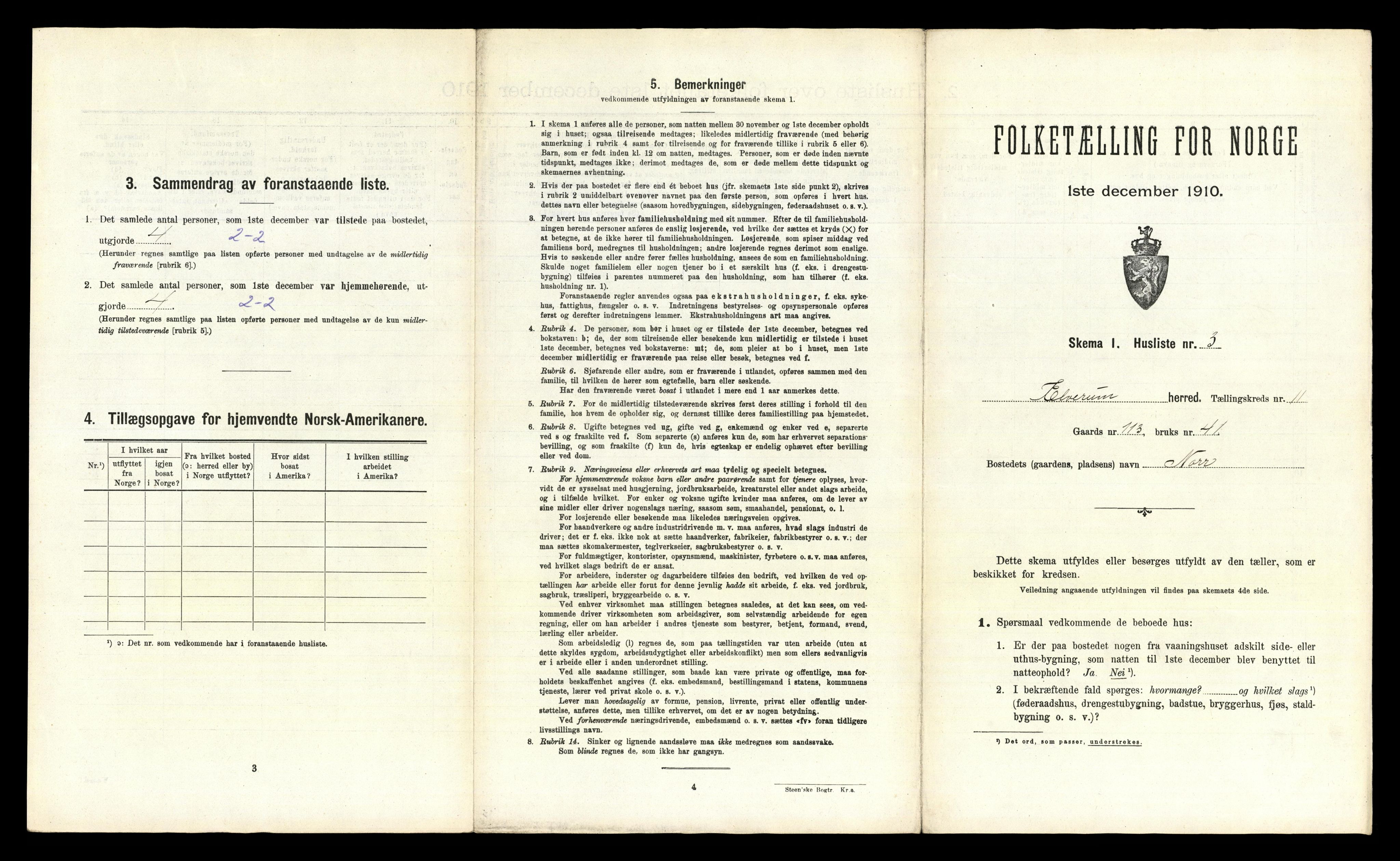 RA, 1910 census for Elverum, 1910, p. 1931