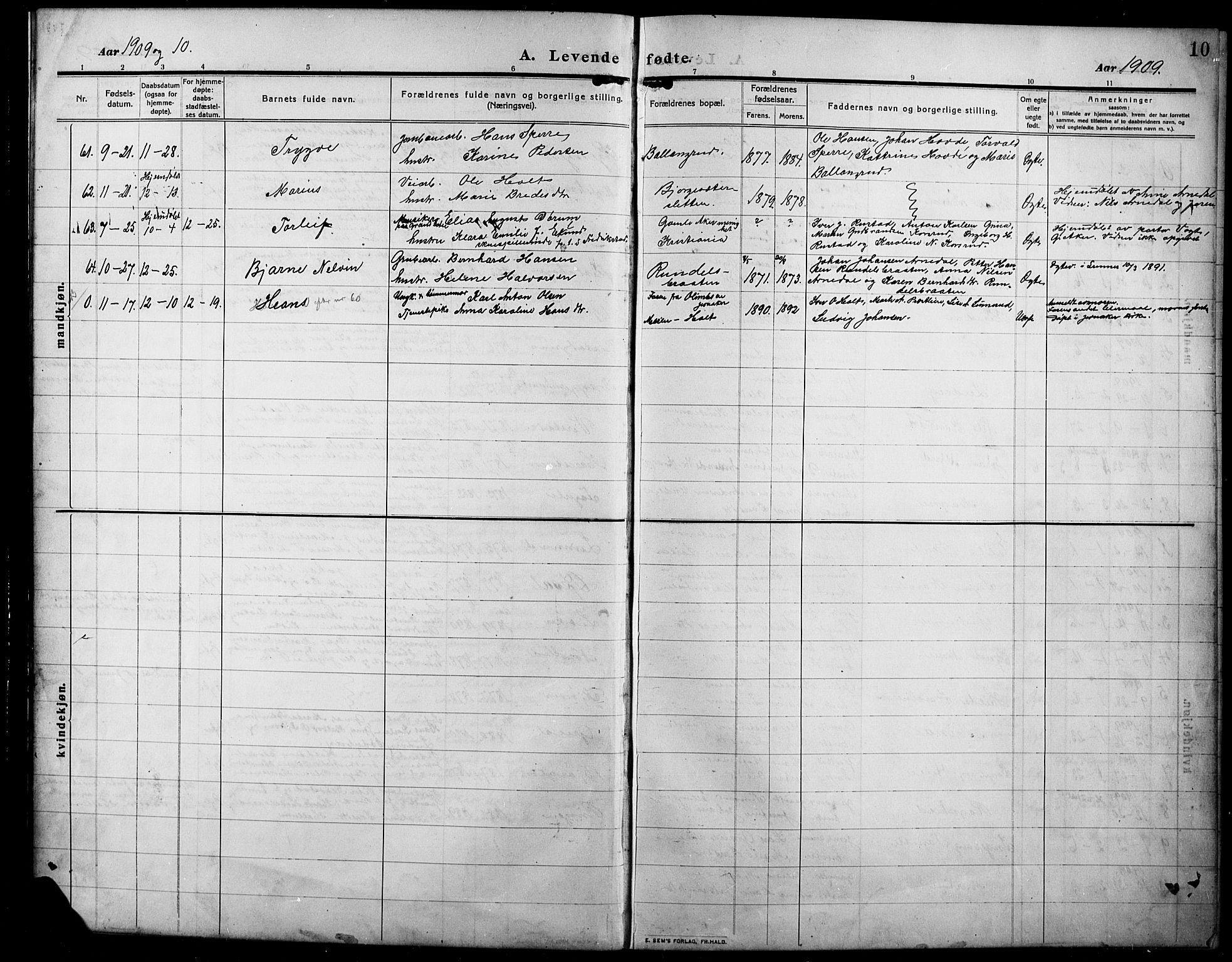 Lunner prestekontor, SAH/PREST-118/H/Ha/Hab/L0001: Parish register (copy) no. 1, 1909-1922, p. 10