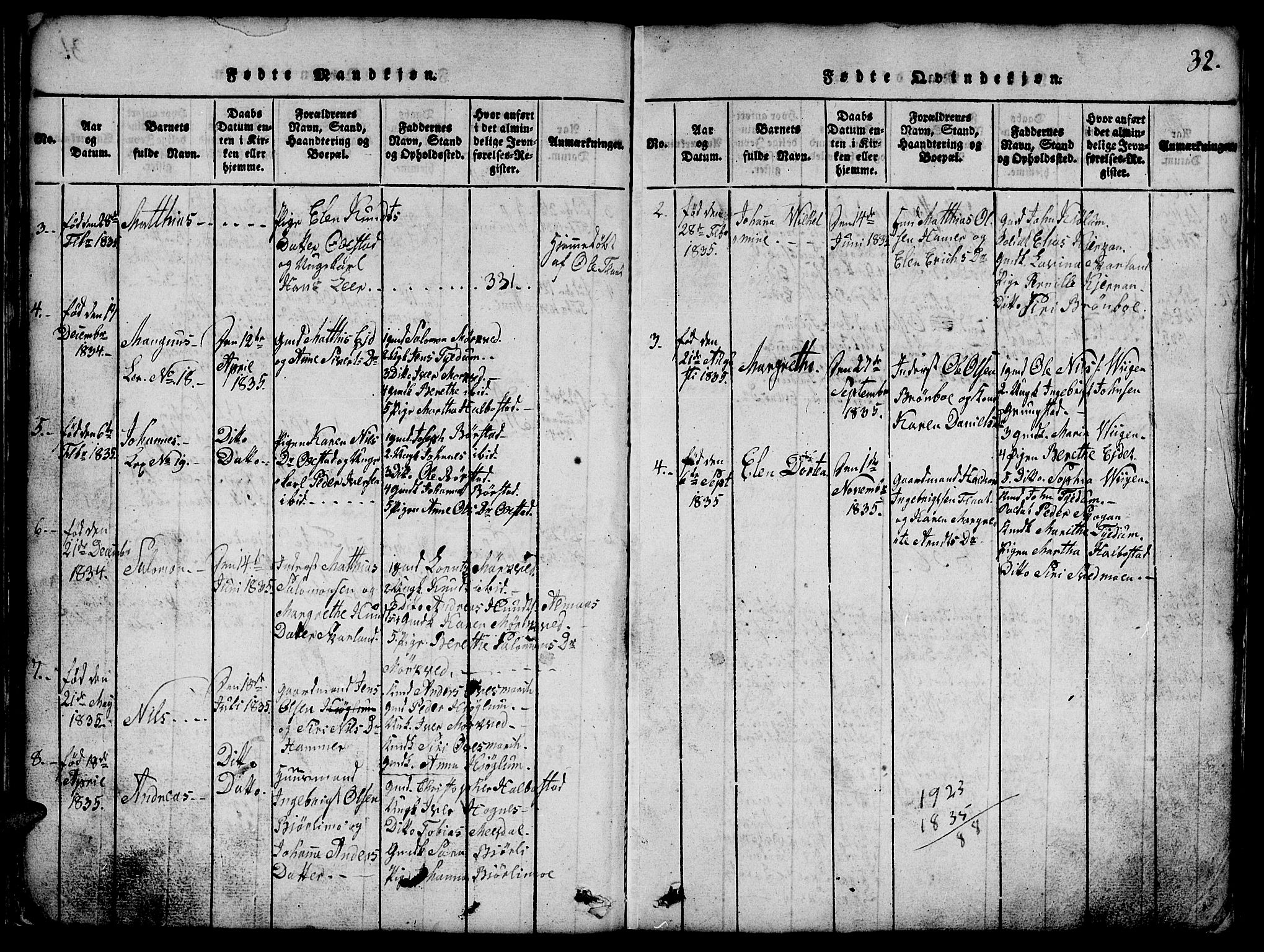 Ministerialprotokoller, klokkerbøker og fødselsregistre - Nord-Trøndelag, AV/SAT-A-1458/765/L0562: Parish register (copy) no. 765C01, 1817-1851, p. 32