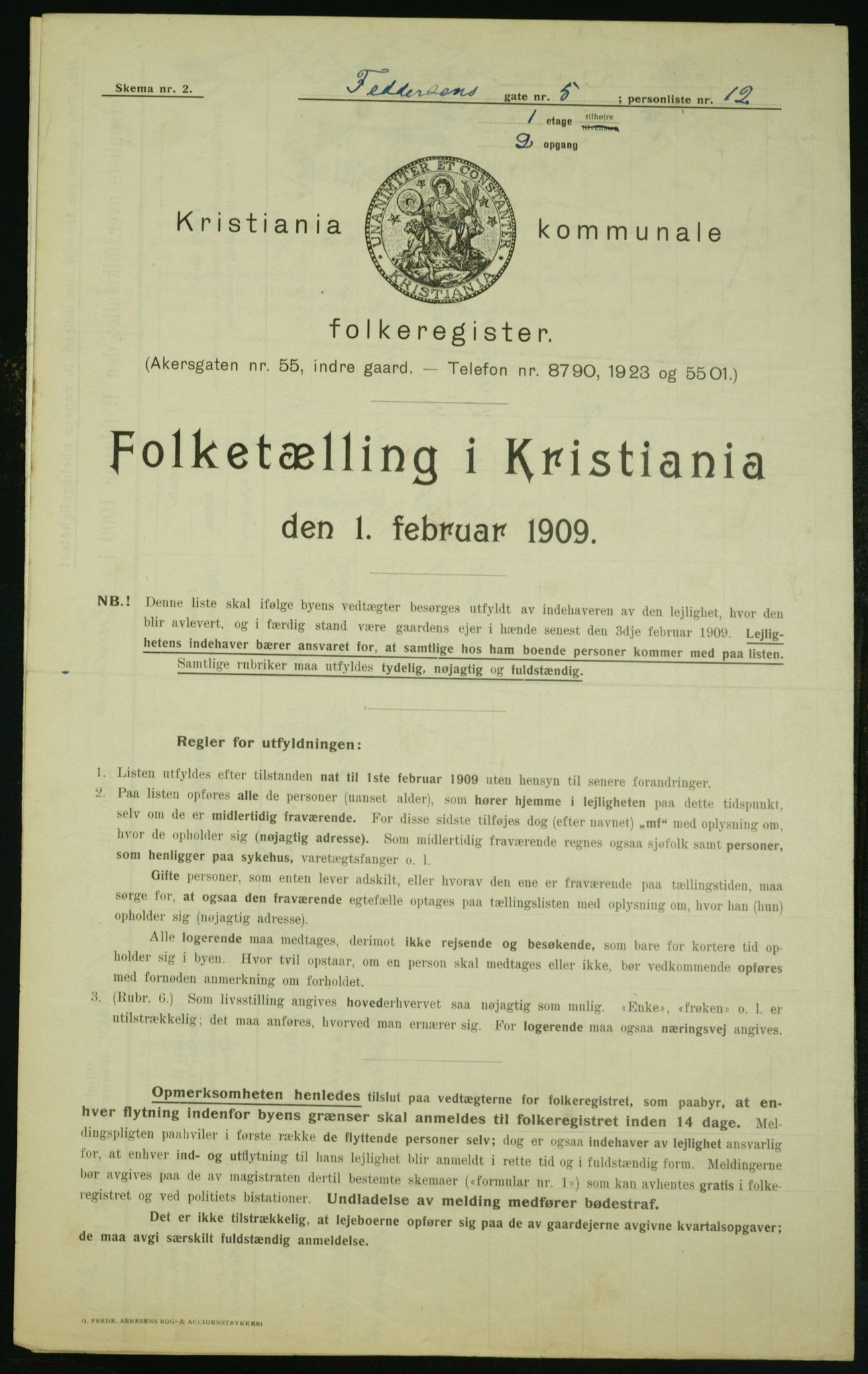 OBA, Municipal Census 1909 for Kristiania, 1909, p. 21697