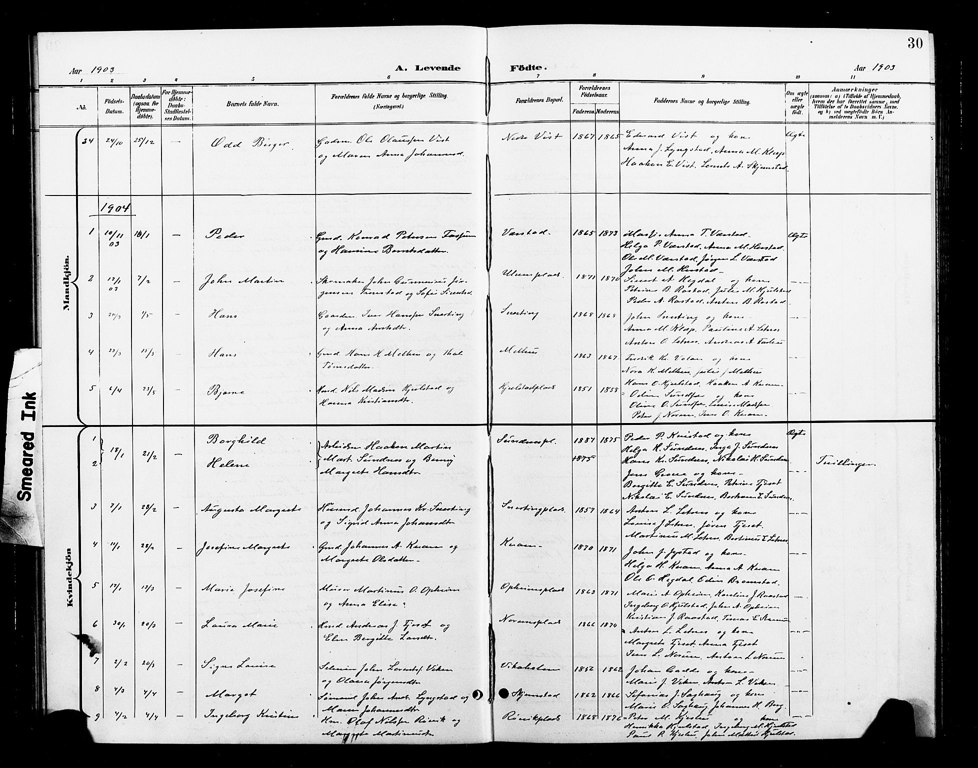 Ministerialprotokoller, klokkerbøker og fødselsregistre - Nord-Trøndelag, SAT/A-1458/730/L0302: Parish register (copy) no. 730C05, 1898-1924, p. 30