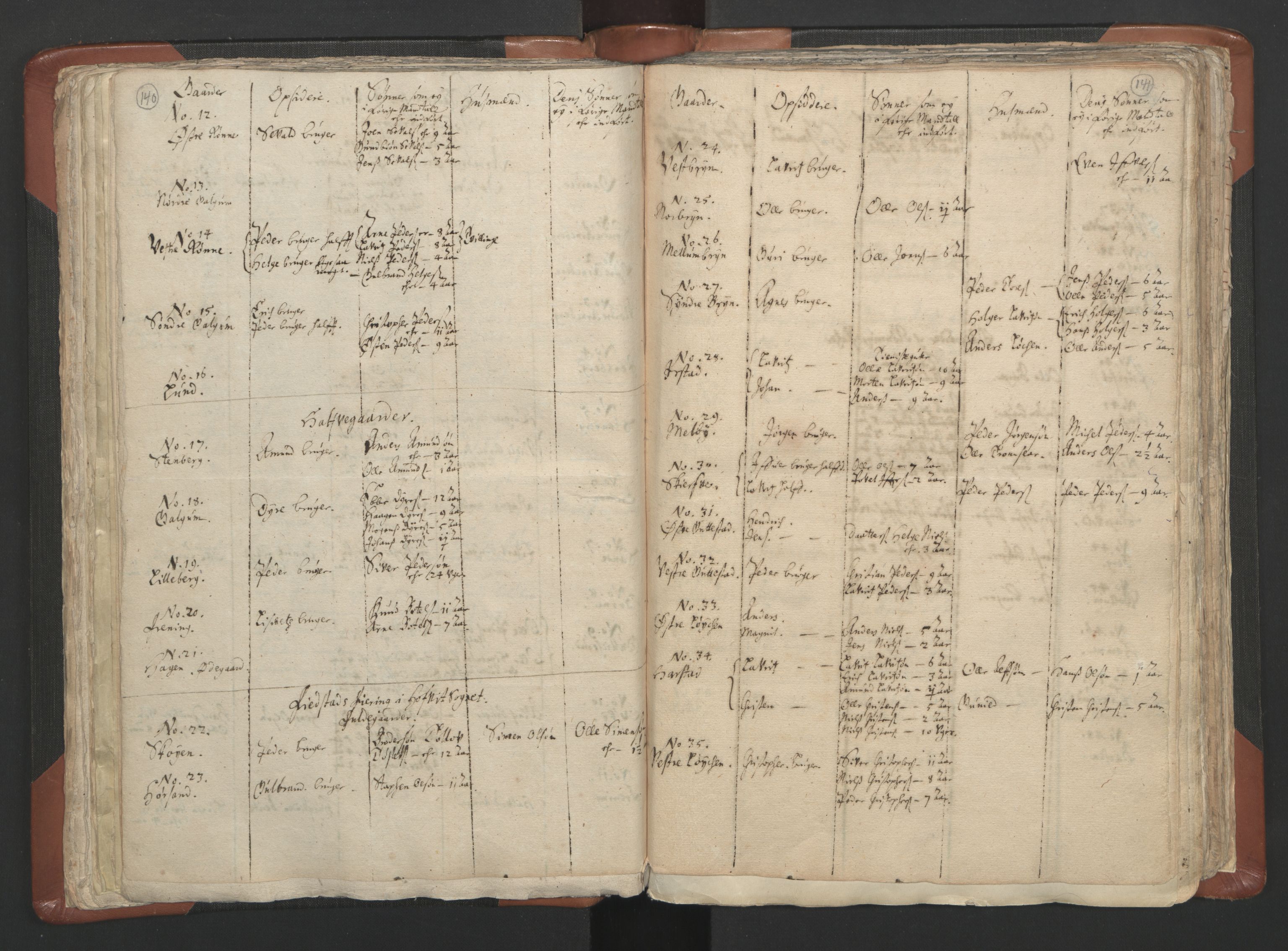 RA, Vicar's Census 1664-1666, no. 5: Hedmark deanery, 1664-1666, p. 140-141