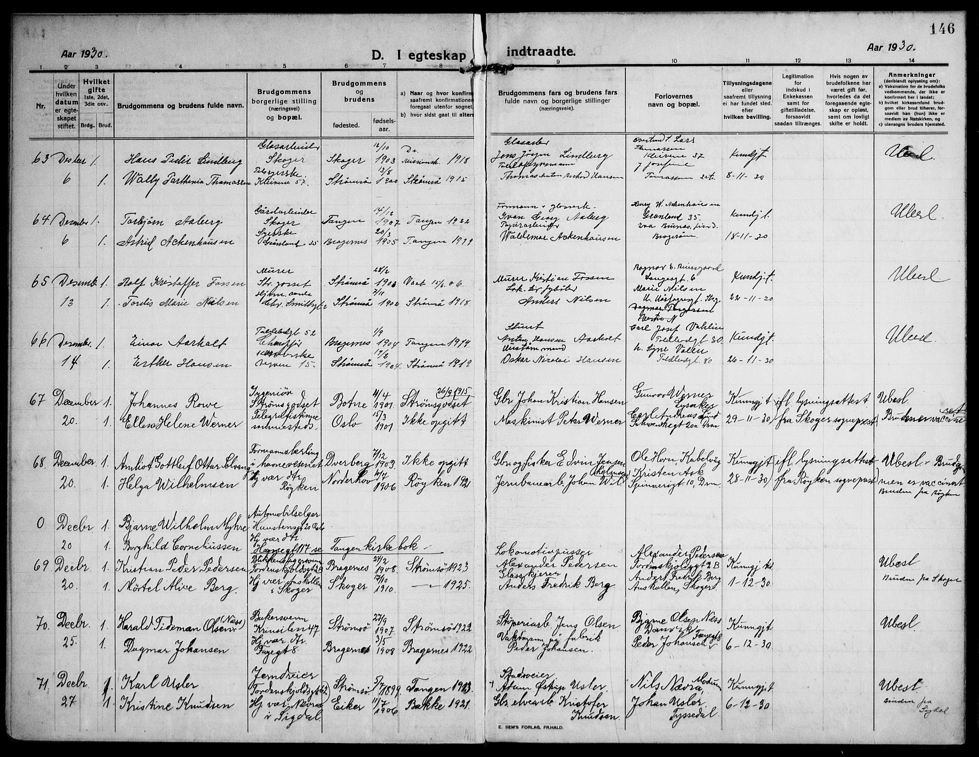 Strømsø kirkebøker, AV/SAKO-A-246/F/Fa/L0027: Parish register (official) no. I 28, 1912-1931, p. 146