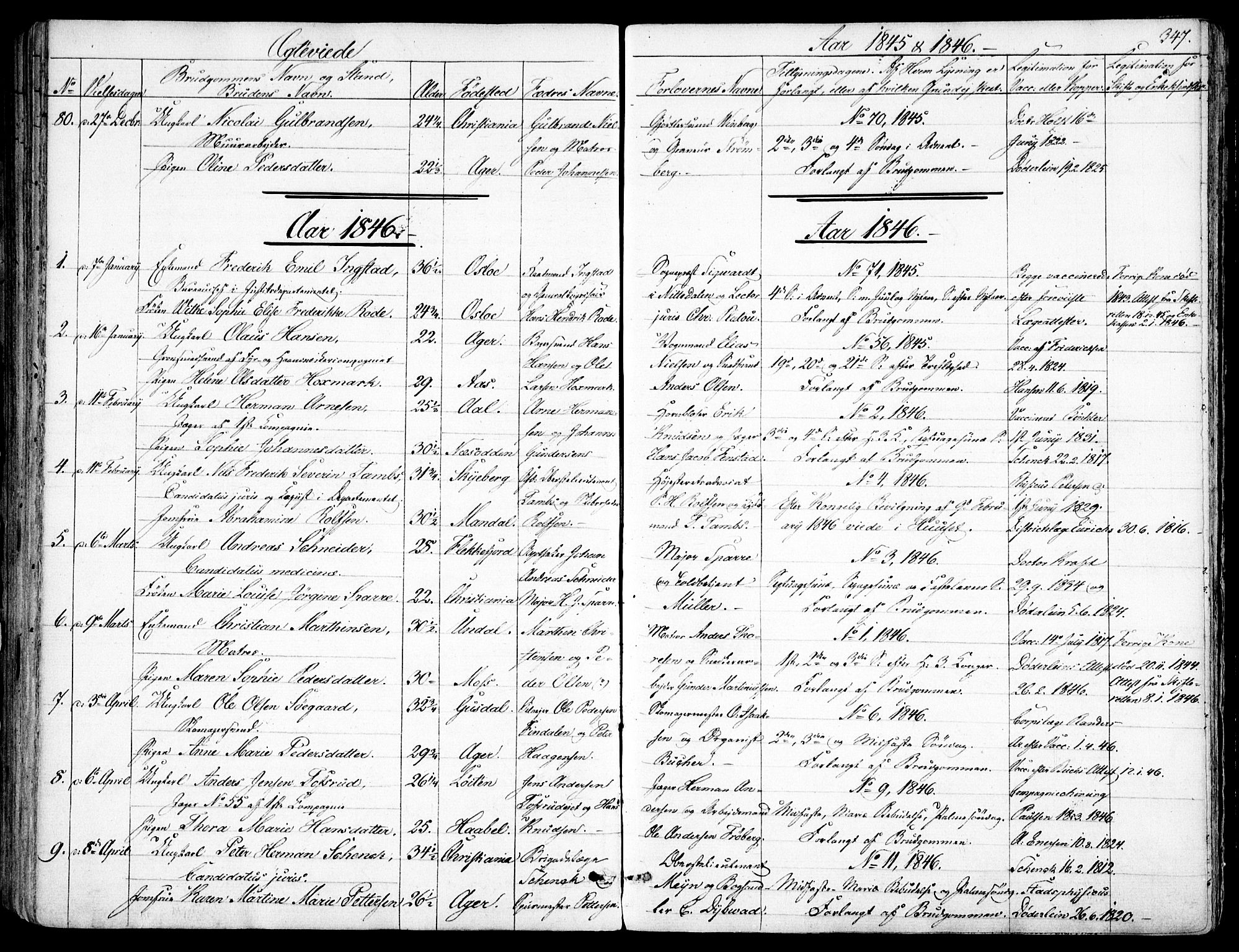 Garnisonsmenigheten Kirkebøker, SAO/A-10846/F/Fa/L0008: Parish register (official) no. 8, 1842-1859, p. 347