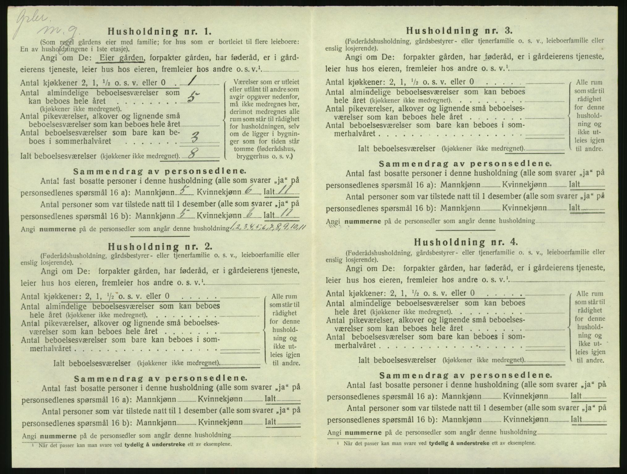 SAK, 1920 census for Herefoss, 1920, p. 185