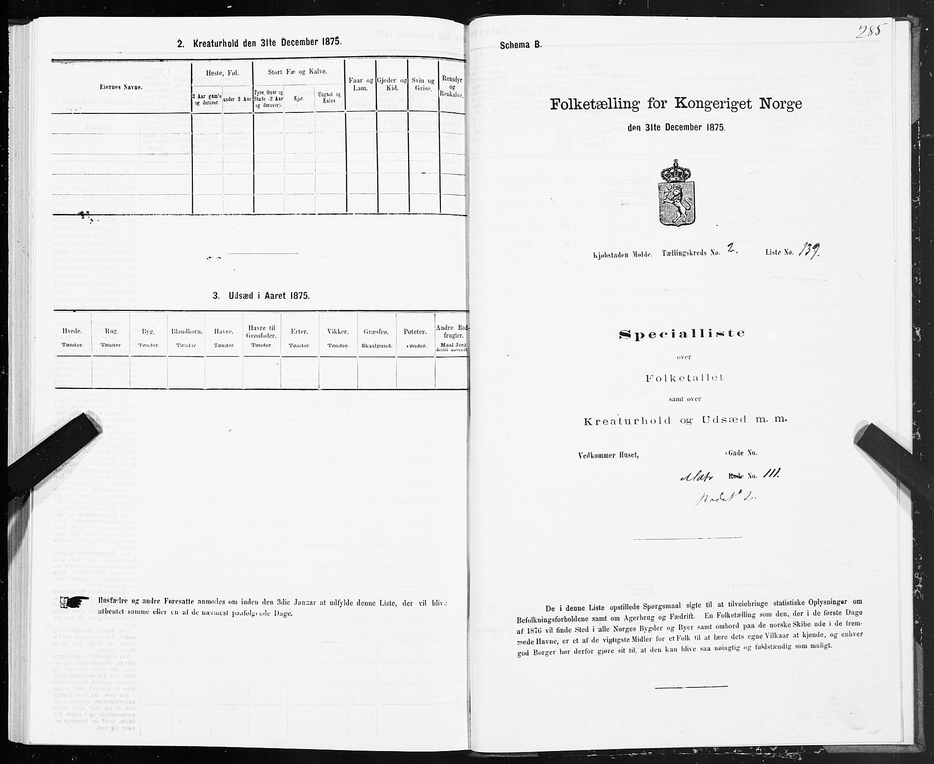 SAT, 1875 census for 1502P Molde, 1875, p. 1285
