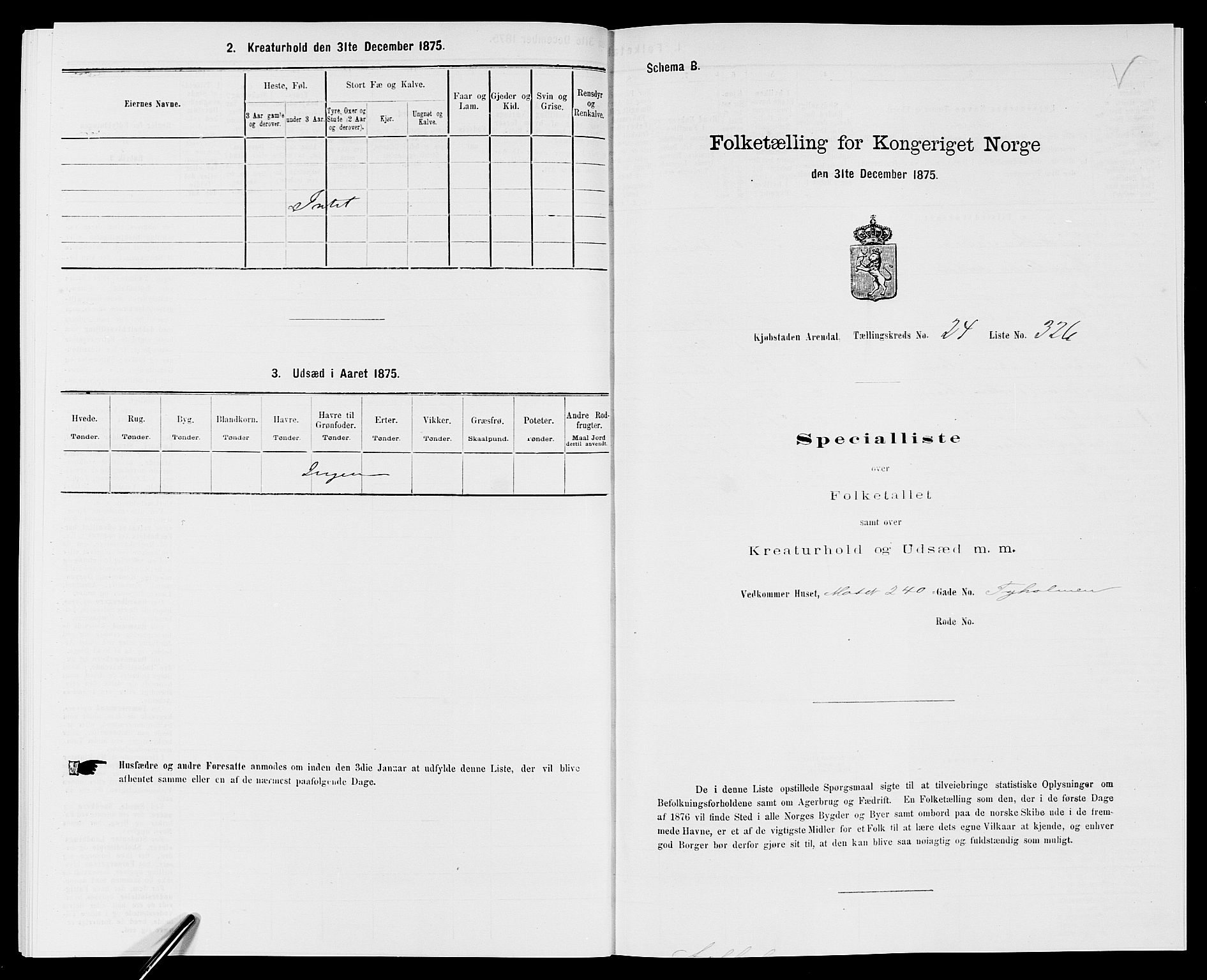 SAK, 1875 census for 0903P Arendal, 1875, p. 756