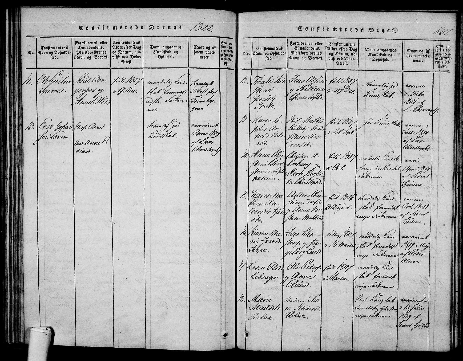 Våle kirkebøker, AV/SAKO-A-334/F/Fa/L0007: Parish register (official) no. I 7, 1814-1824, p. 536-537