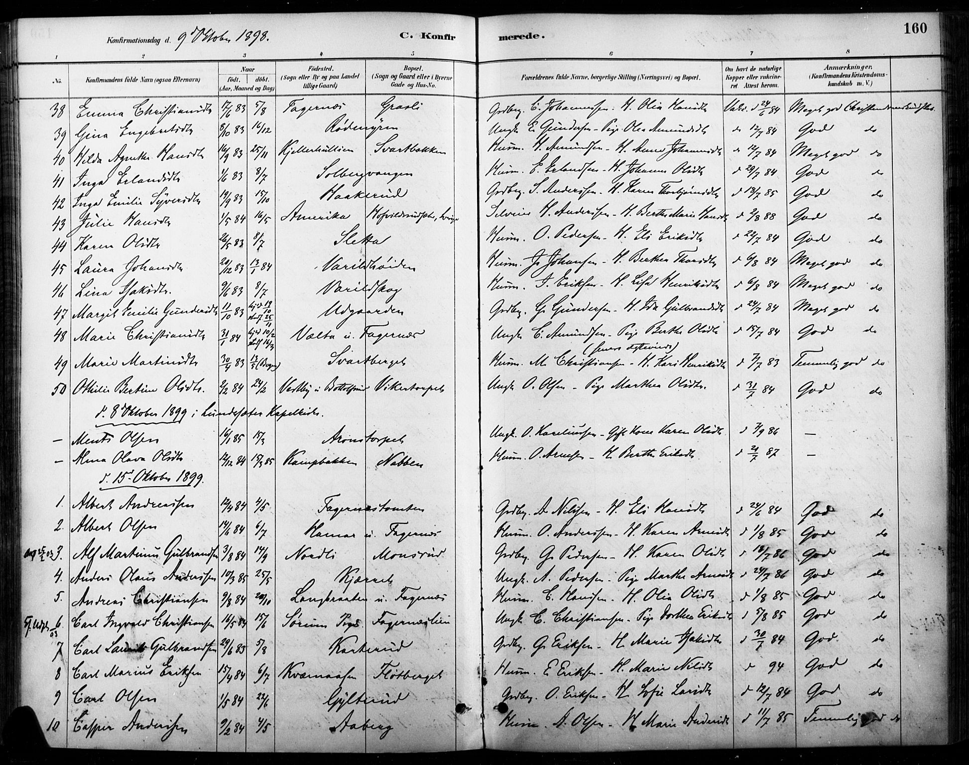 Vinger prestekontor, AV/SAH-PREST-024/H/Ha/Haa/L0015: Parish register (official) no. 15, 1881-1900, p. 160