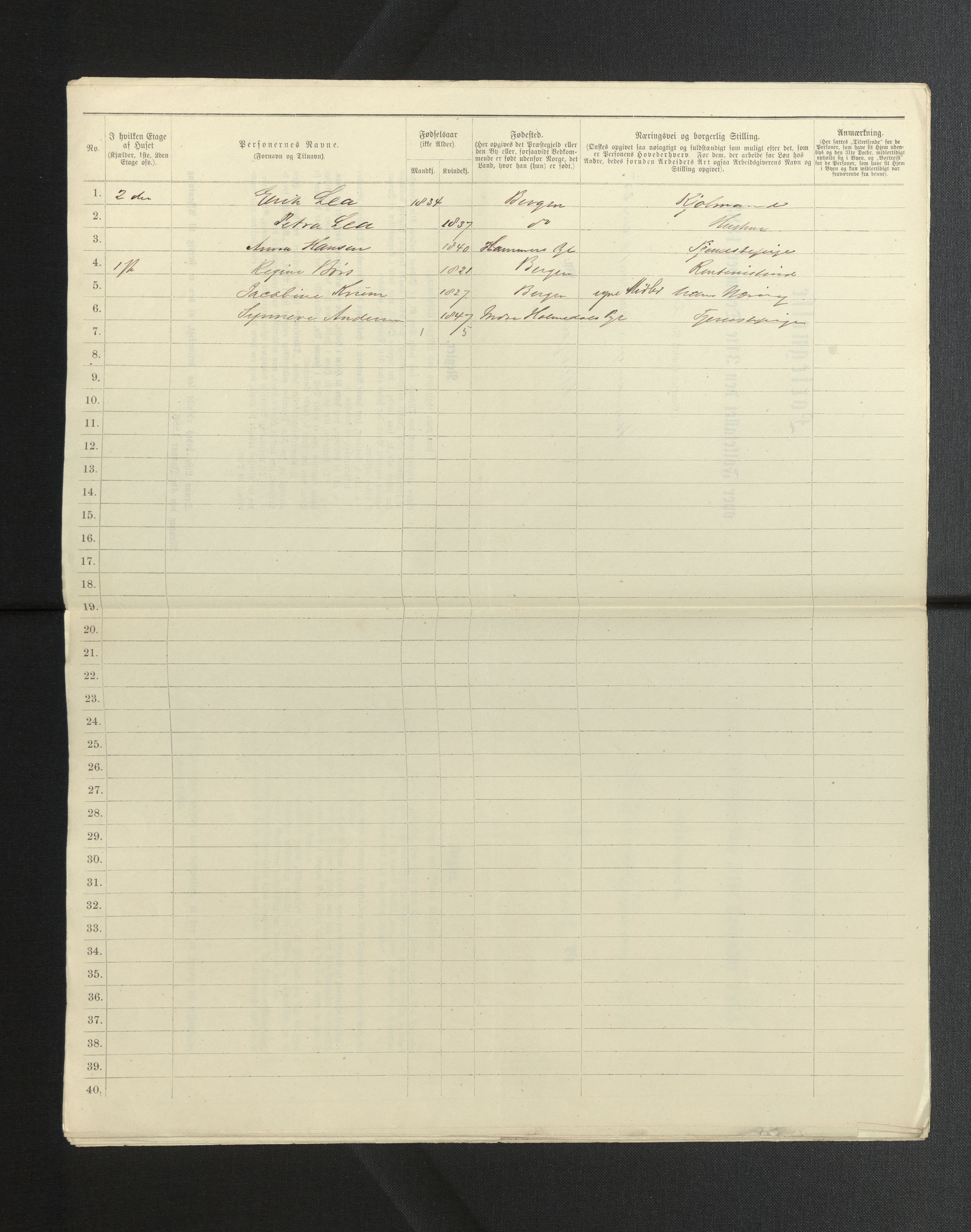 SAB, 1885 census for 1301 Bergen, 1885, p. 7962