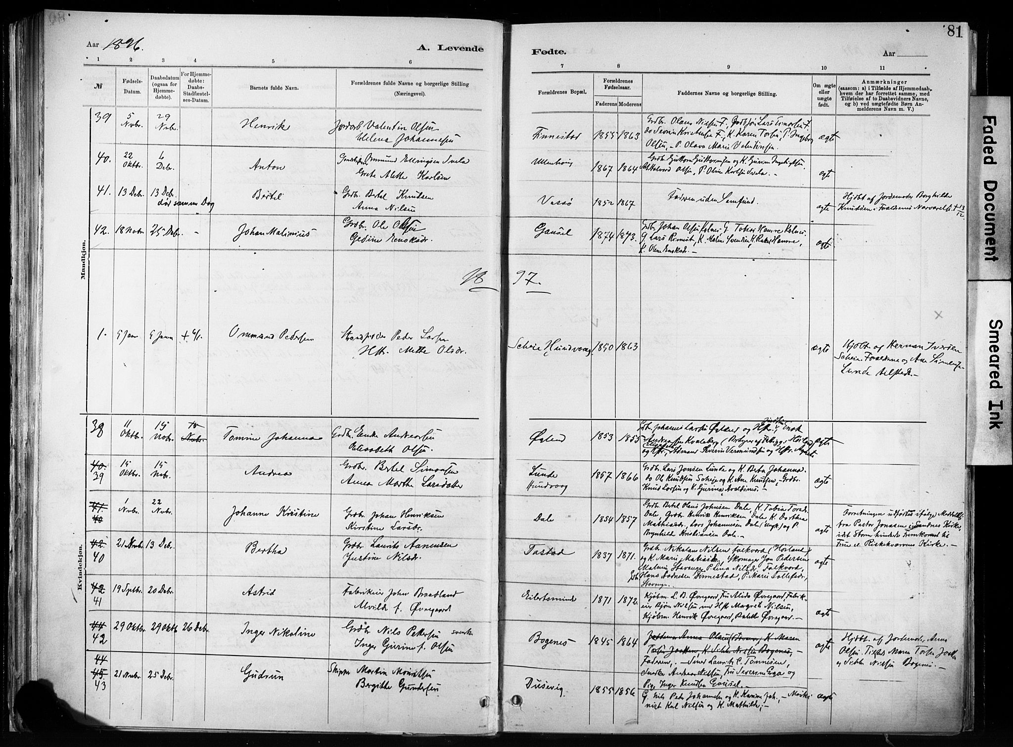 Hetland sokneprestkontor, SAST/A-101826/30/30BA/L0011: Parish register (official) no. A 11, 1884-1911, p. 81