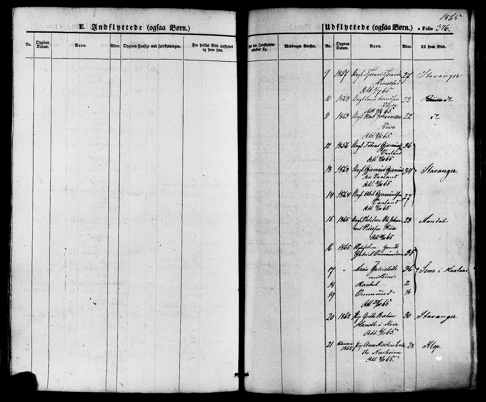 Hå sokneprestkontor, SAST/A-101801/001/30BA/L0008: Parish register (official) no. A 7, 1853-1878, p. 376